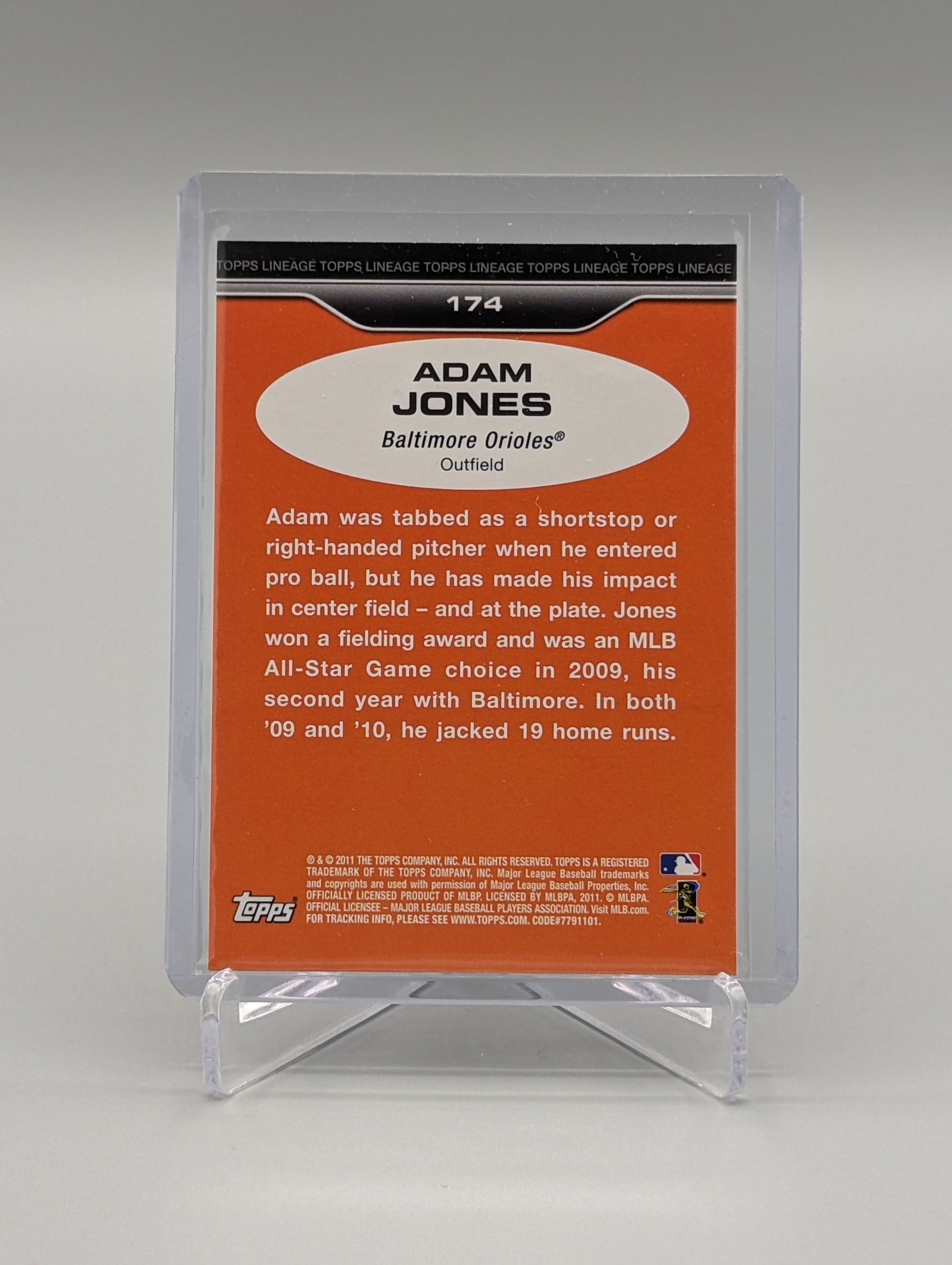 2011 Topps Lineage Diamond Anniversary Platinum Refractor #174 Adam Jones Orioles
