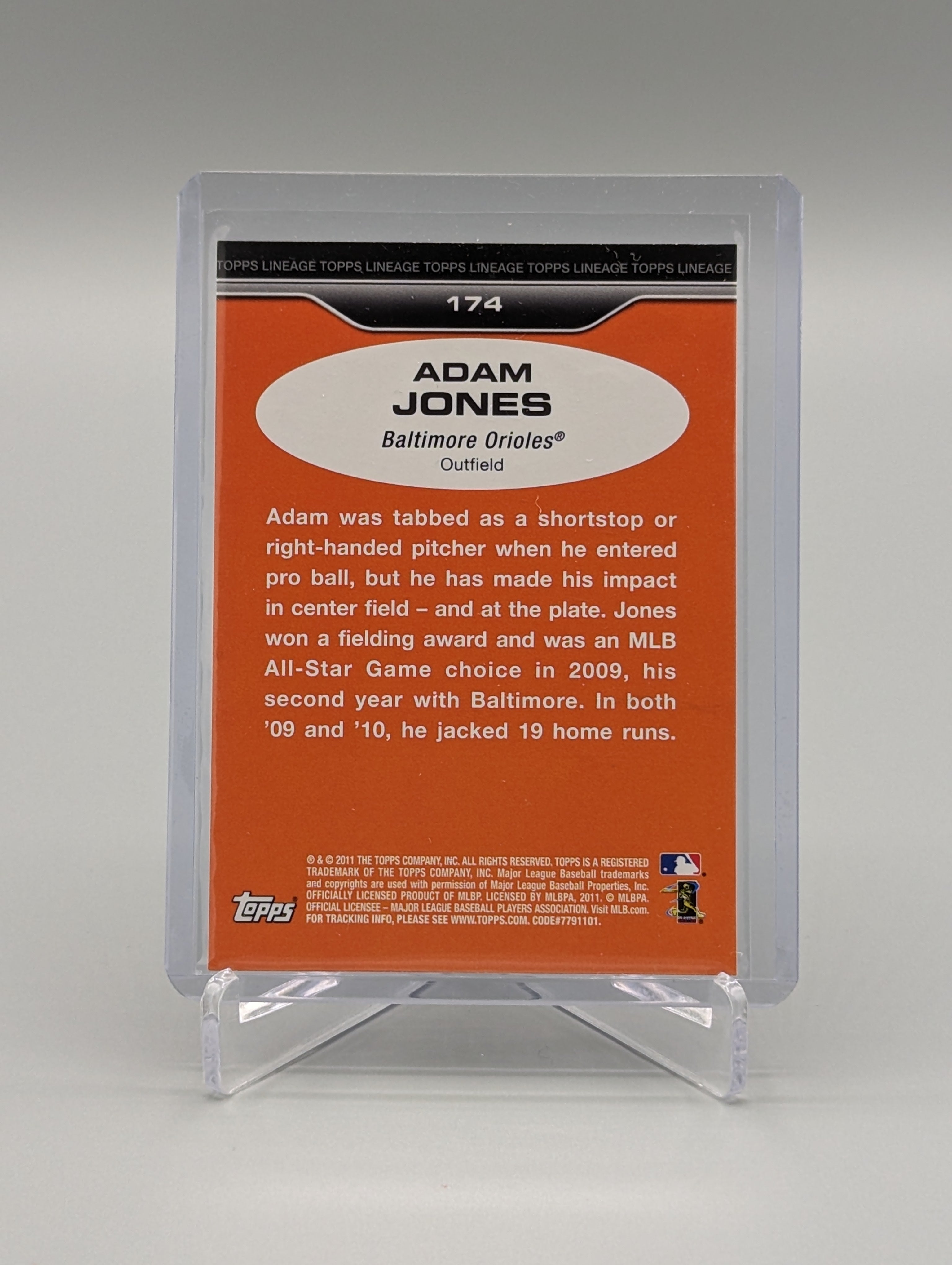 2011 Topps Lineage Diamond Anniversary Platinum Refractor #174 Adam Jones Orioles
