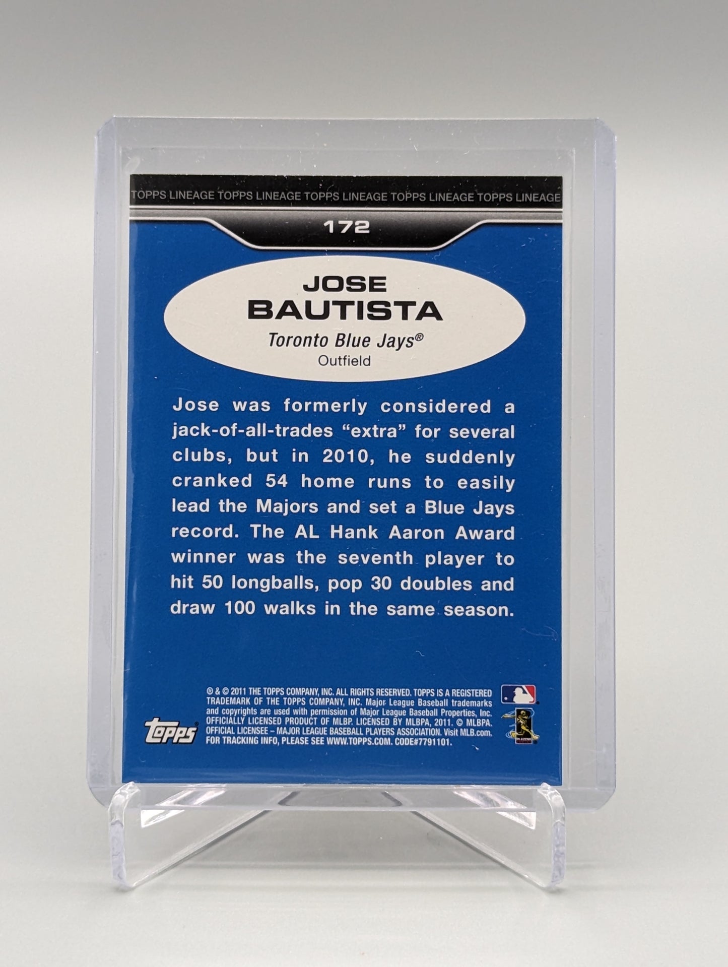 2011 Topps Lineage Diamond Anniversary Platinum Refractor #172 Jose Bautista Blue Jays