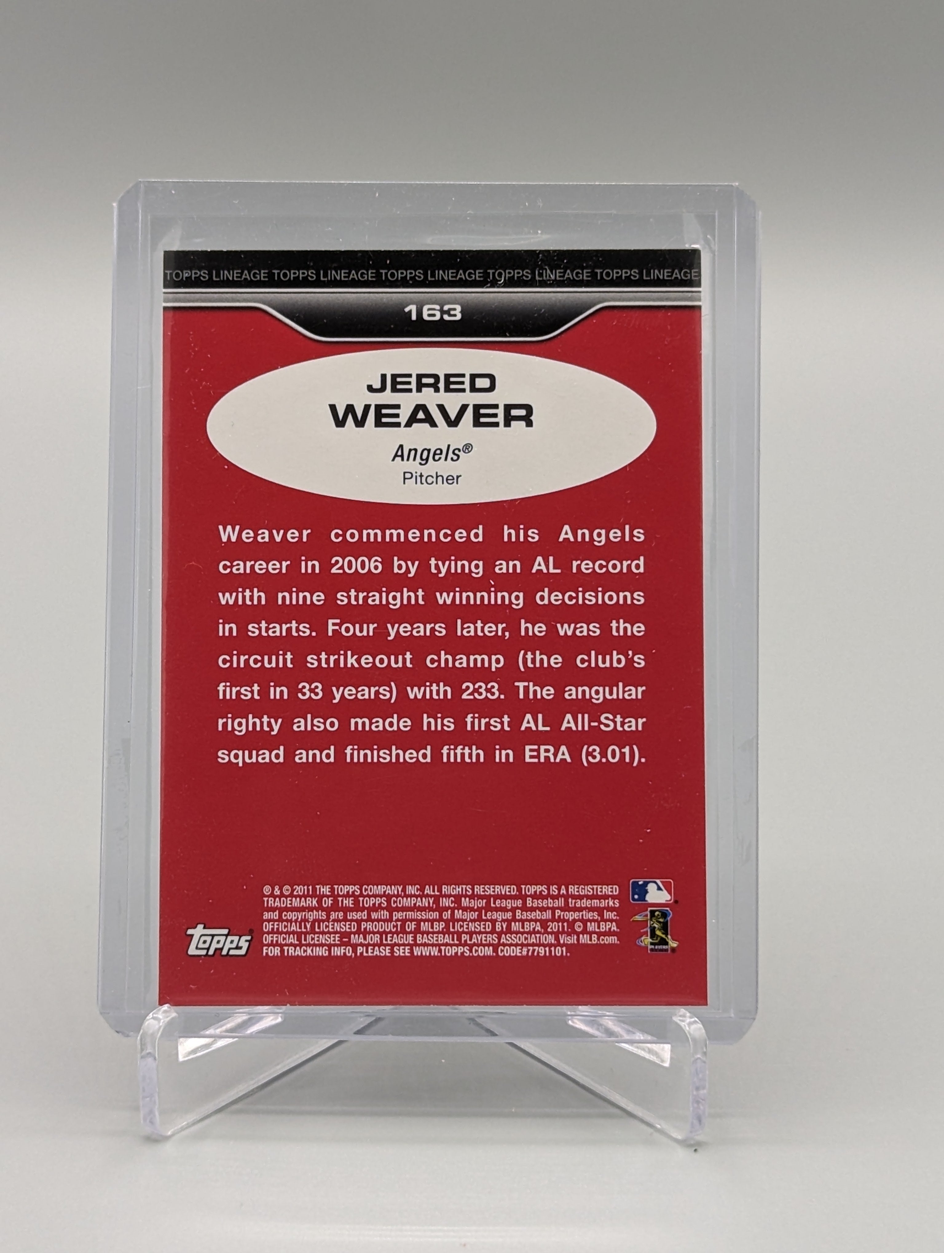 2011 Topps Lineage Diamond Anniversary Platinum Refractor #163 Jered Weaver Angels