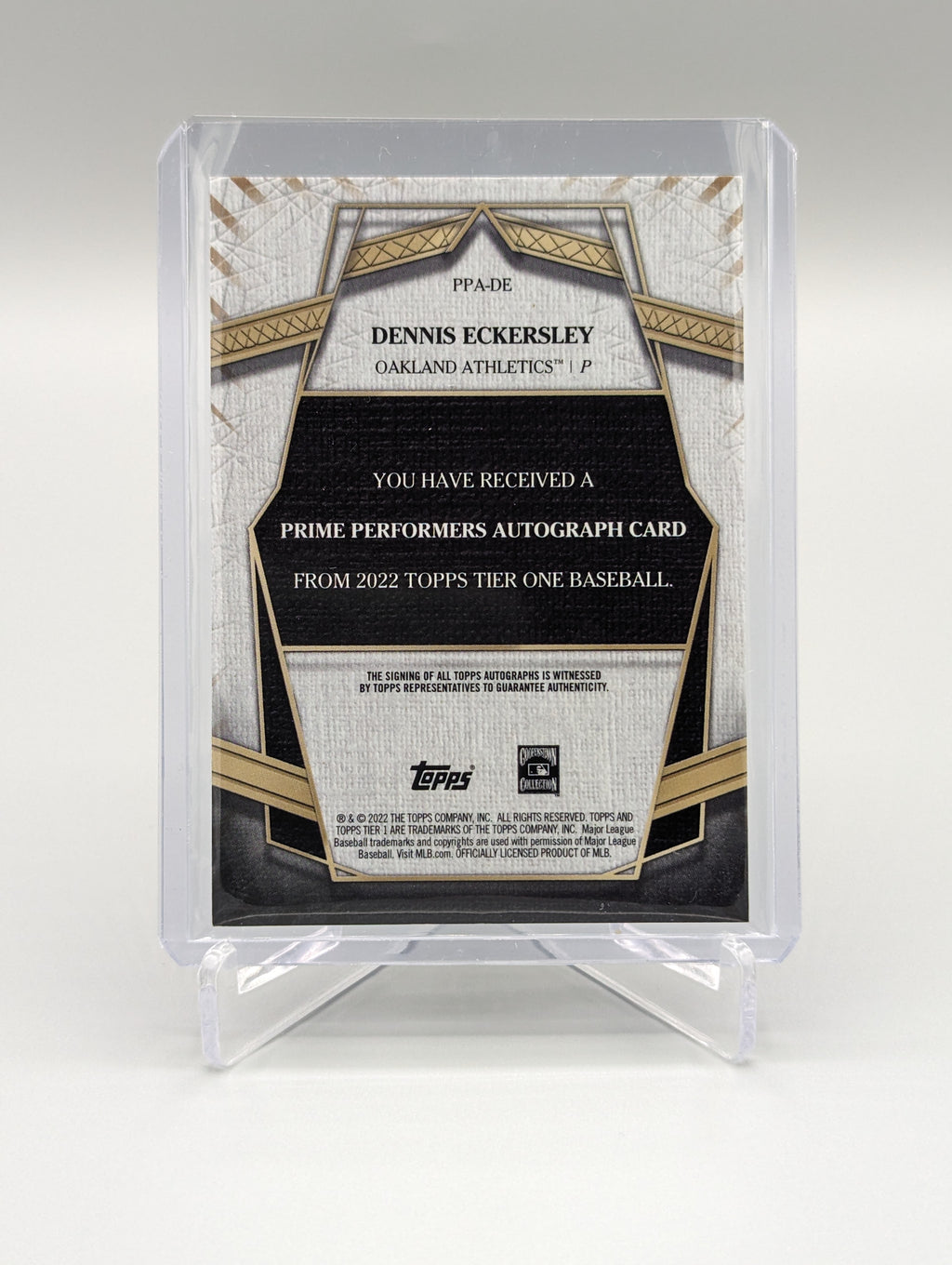 2022 Topps Tier One Auto #PPA-DE Dennis Eckersley #/199 A's Athletics