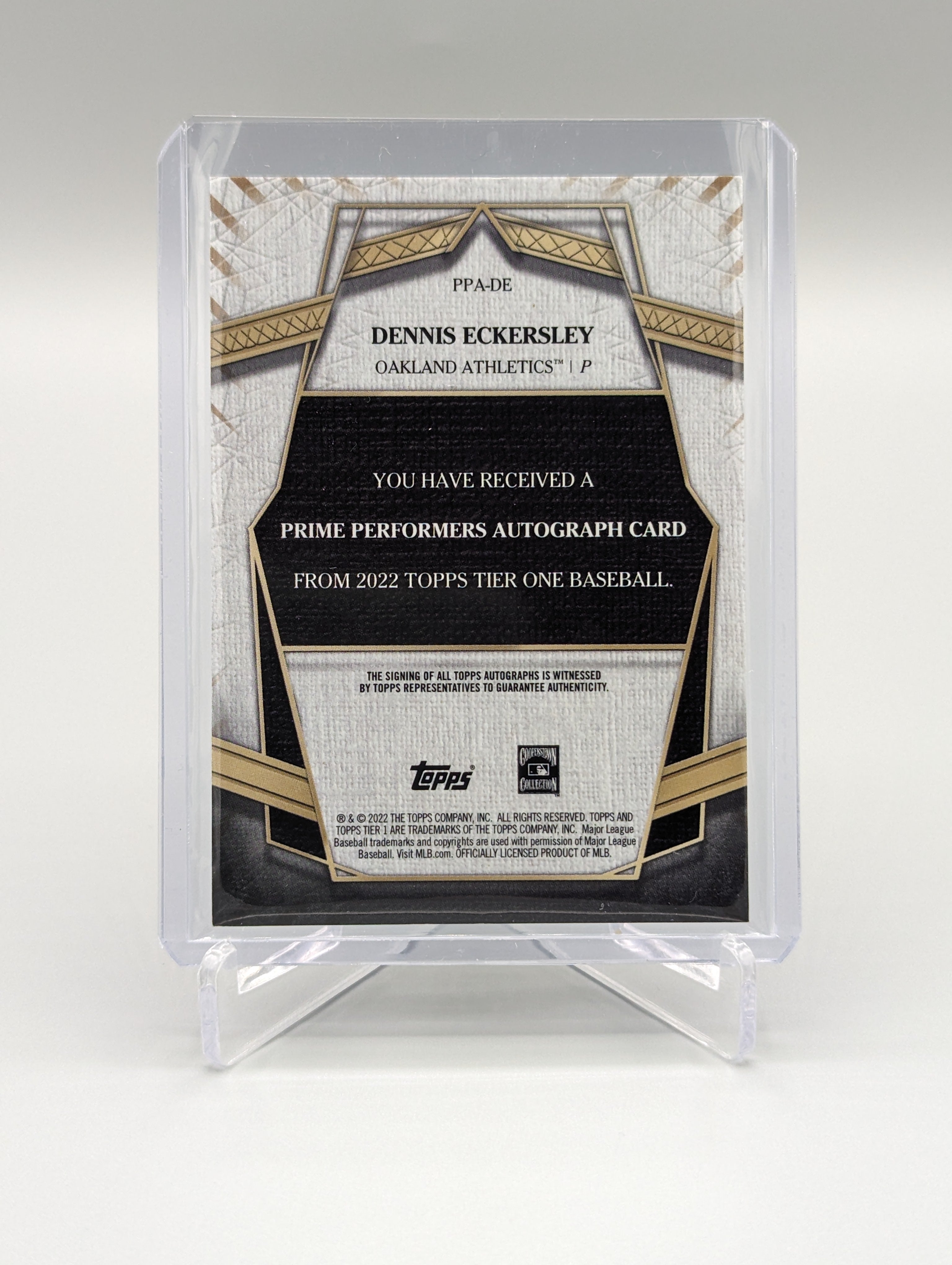 2022 Topps Tier One Auto #PPA-DE Dennis Eckersley #/199 A's Athletics