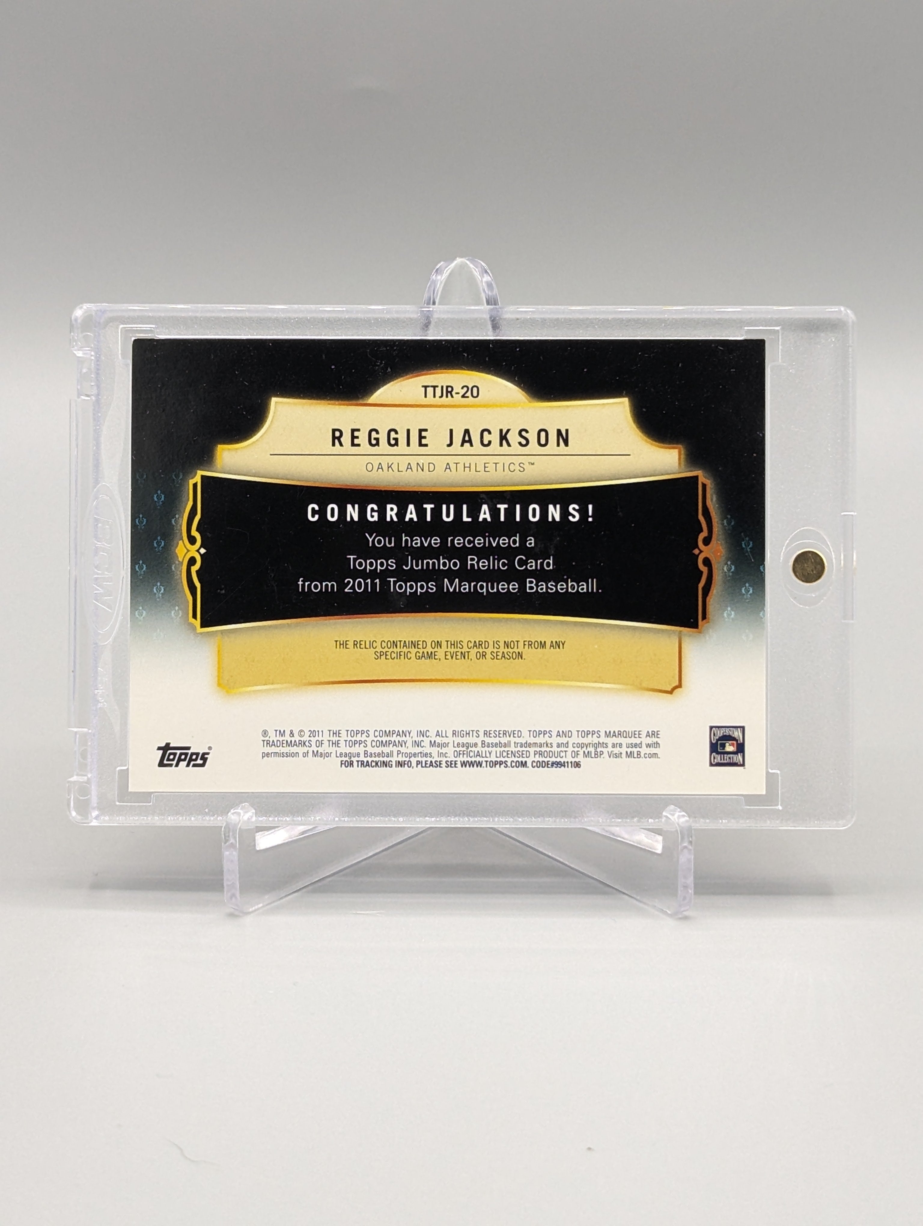 2011 Topps Marquee Titanic Threads #TTJR-20 Reggie Jackson #/99 Athletics A's