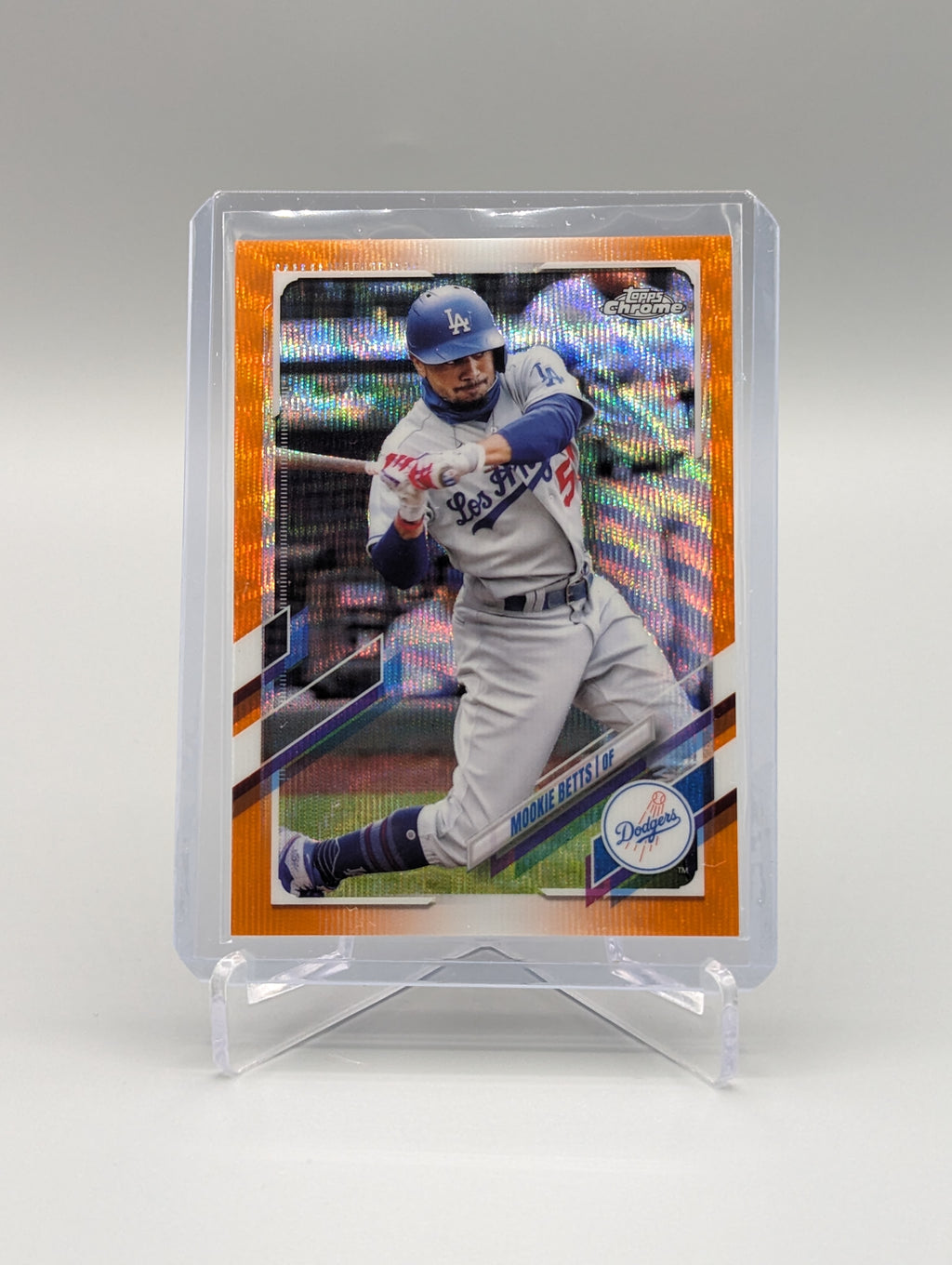 2021 Topps Chrome Orange Wave #100 Mookie Betts #/25 Dodgers