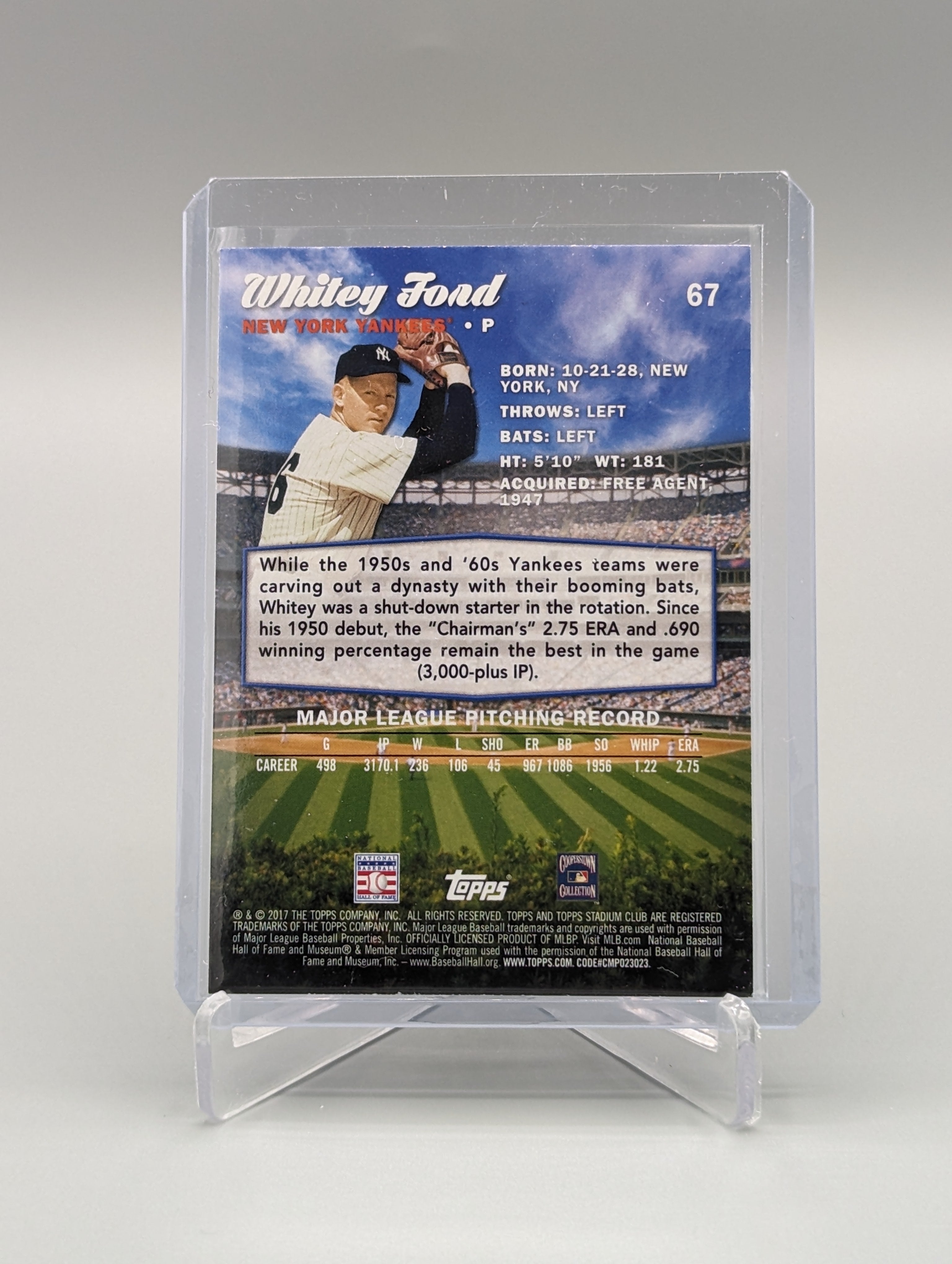 2017 Topps Stadium Club Gold #67 Whitey Ford Yankees