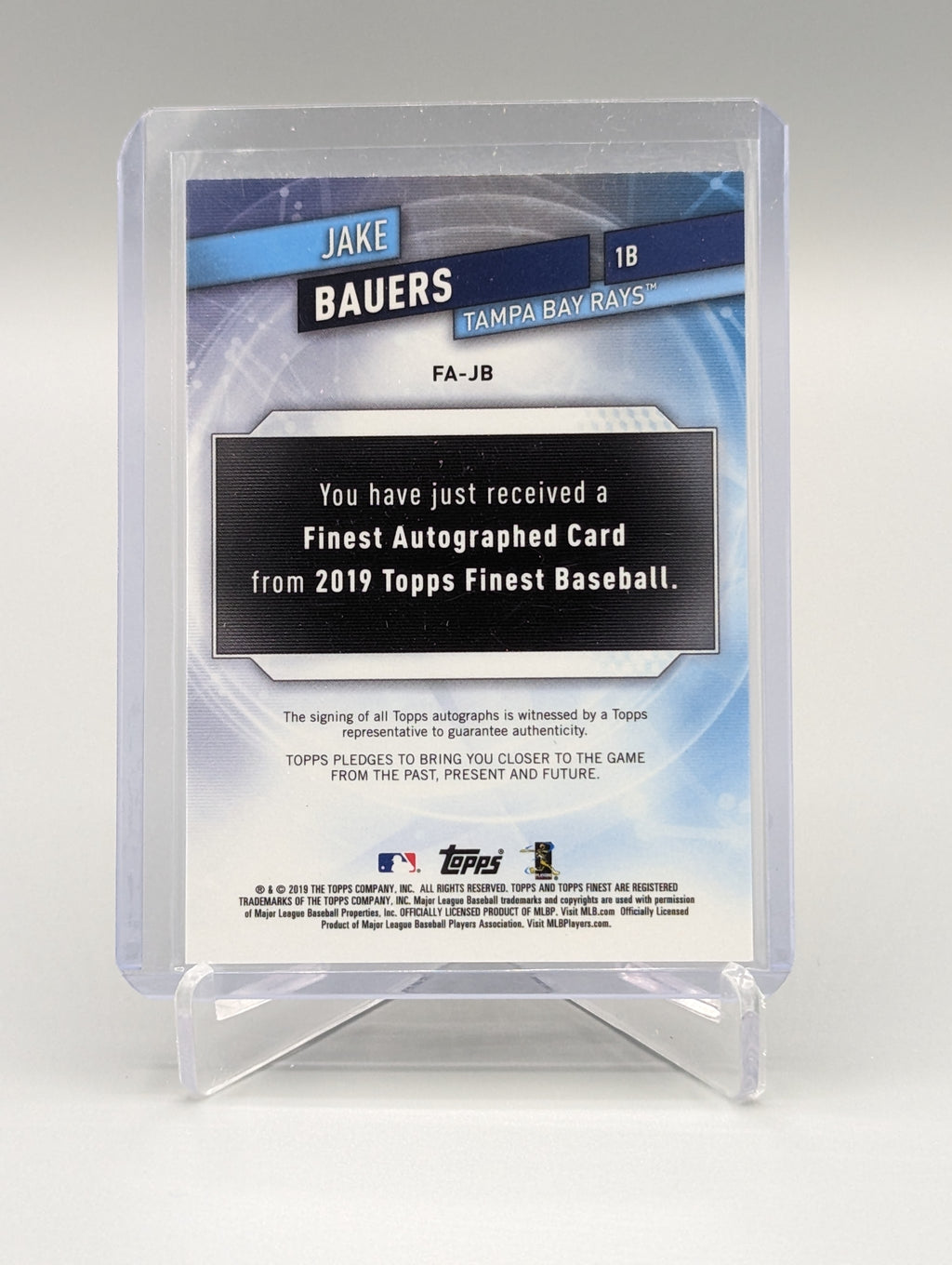 2019 Topps Finest Auto #FA-JB Jake Bauers RC Rays