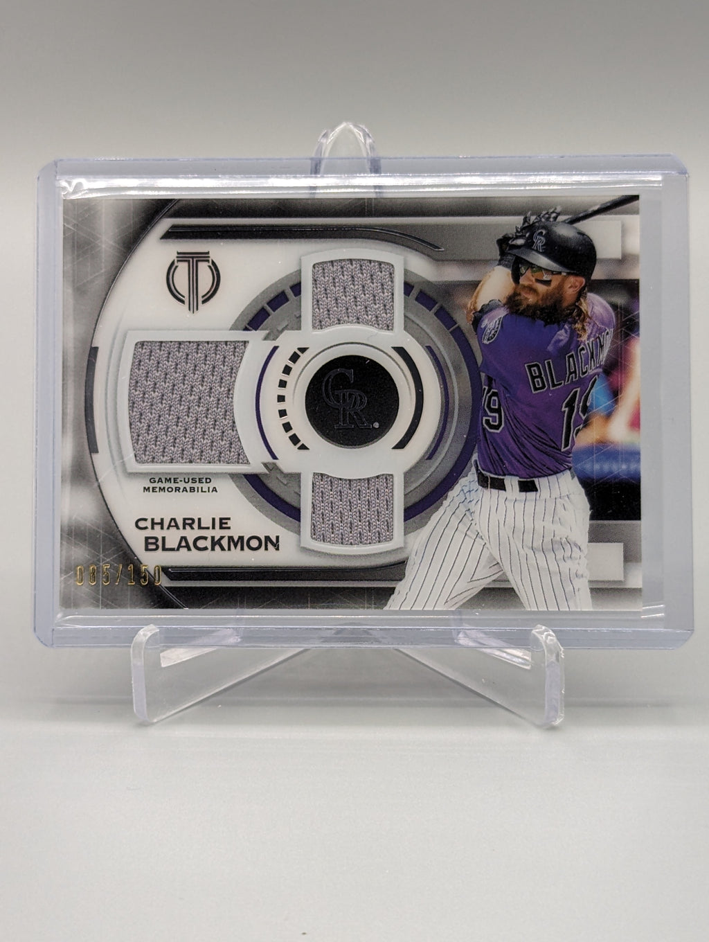 2019 Topps Tribute Triple Relic #TTR-CB Charlie Blackmon #/150 Rockies