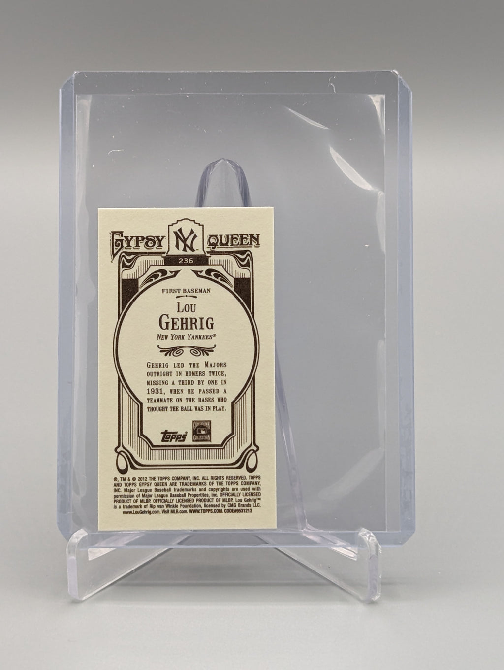 2012 Topps Gypsy Queen Mini Image Variation SP #236 Lou Gehrig Yankees