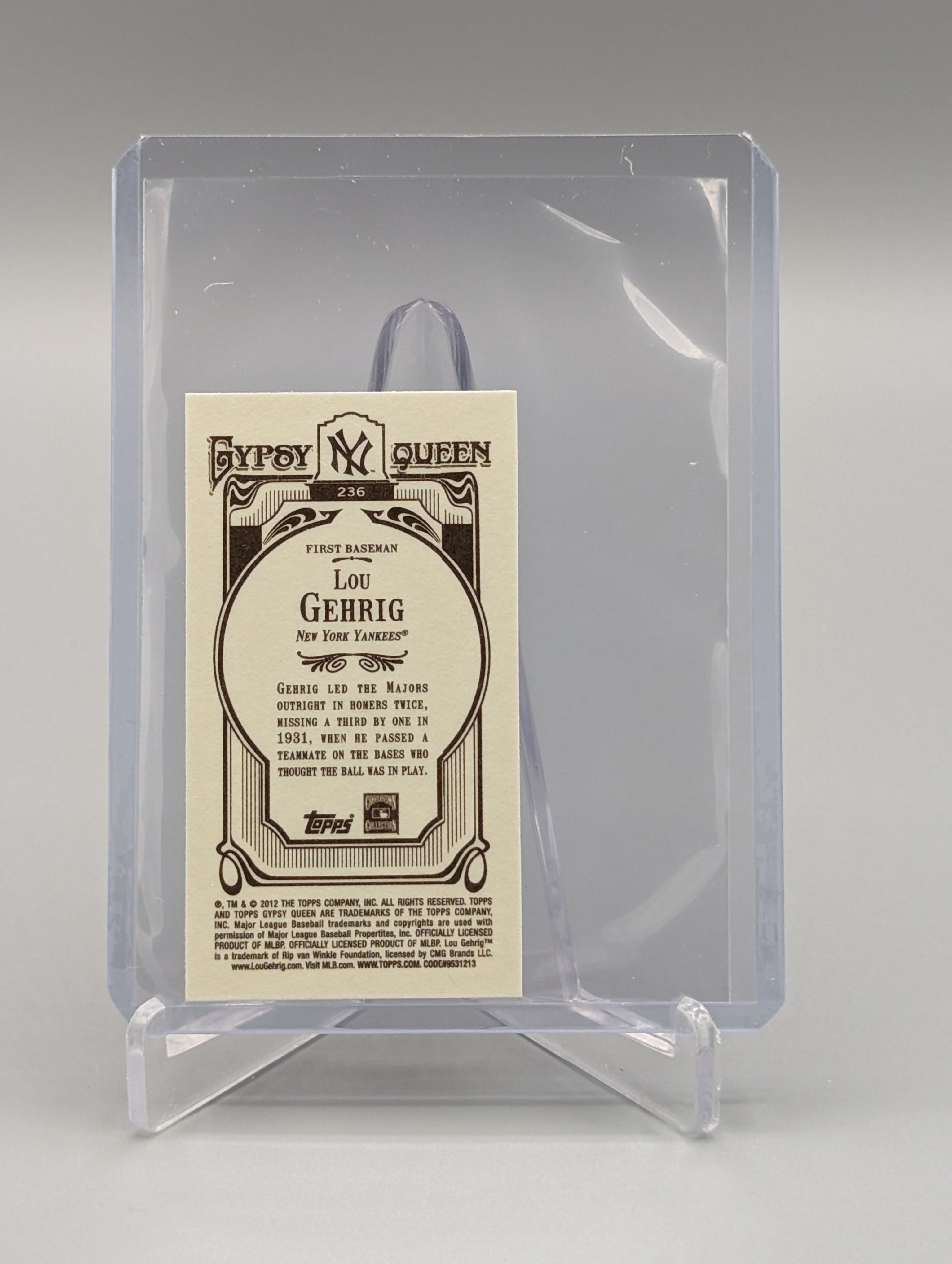 2012 Topps Gypsy Queen Mini Image Variation SP #236 Lou Gehrig Yankees