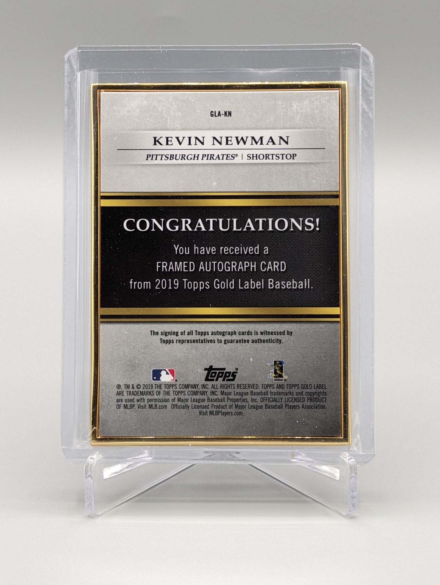 2019 Topps Gold Label Auto #GLA-KN Kevin Newman RC Pirates