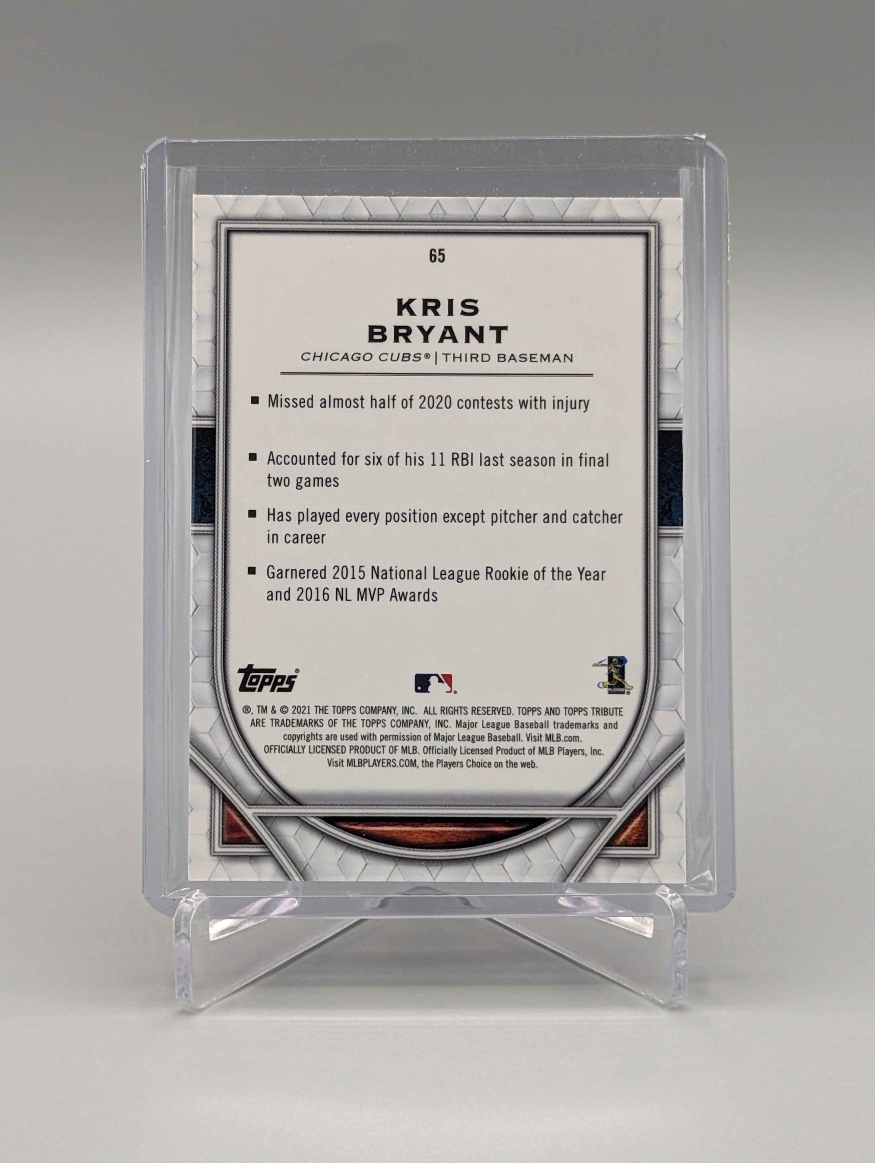 2021 Topps Tribute #65 Kris Bryant Cubs
