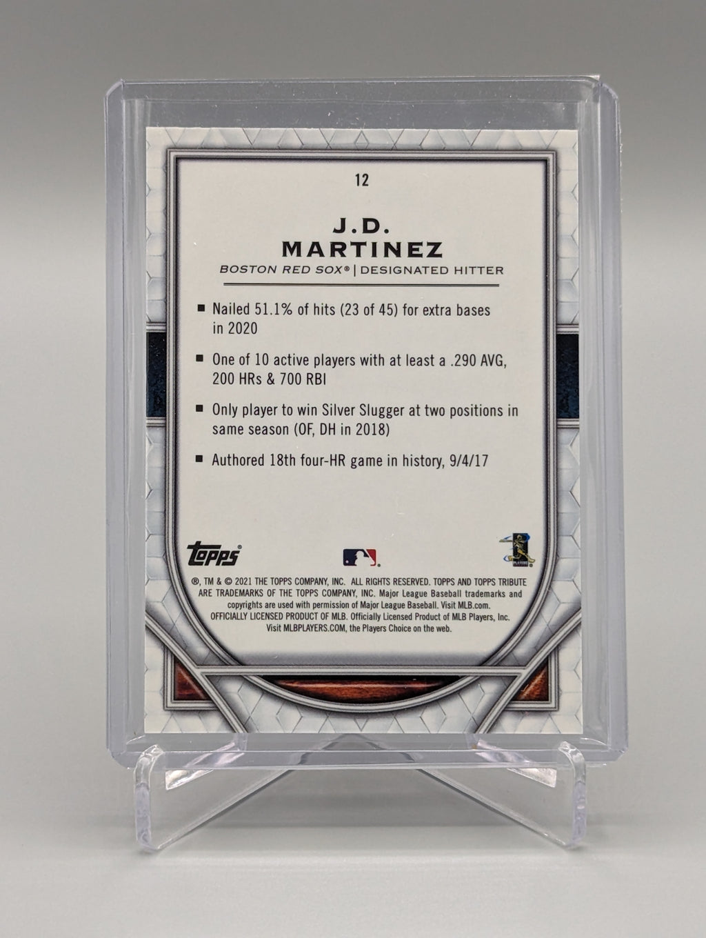 2021 Topps Tribute #12 J.D. Martinez Red Sox
