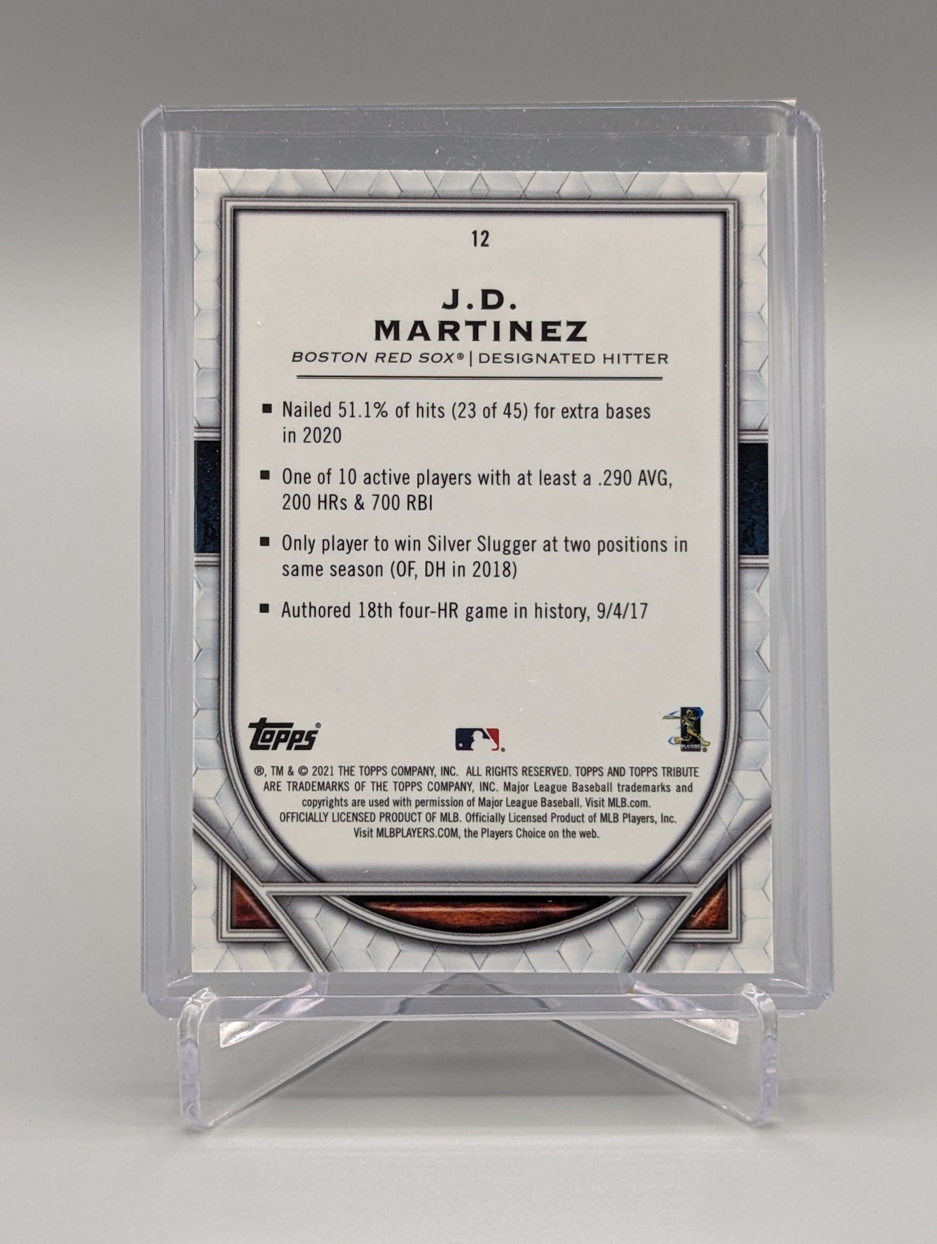 2021 Topps Tribute #12 J.D. Martinez Red Sox