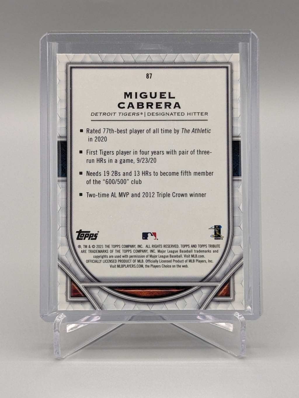 2021 Topps Tribute #87 Miguel Cabrera Tigers