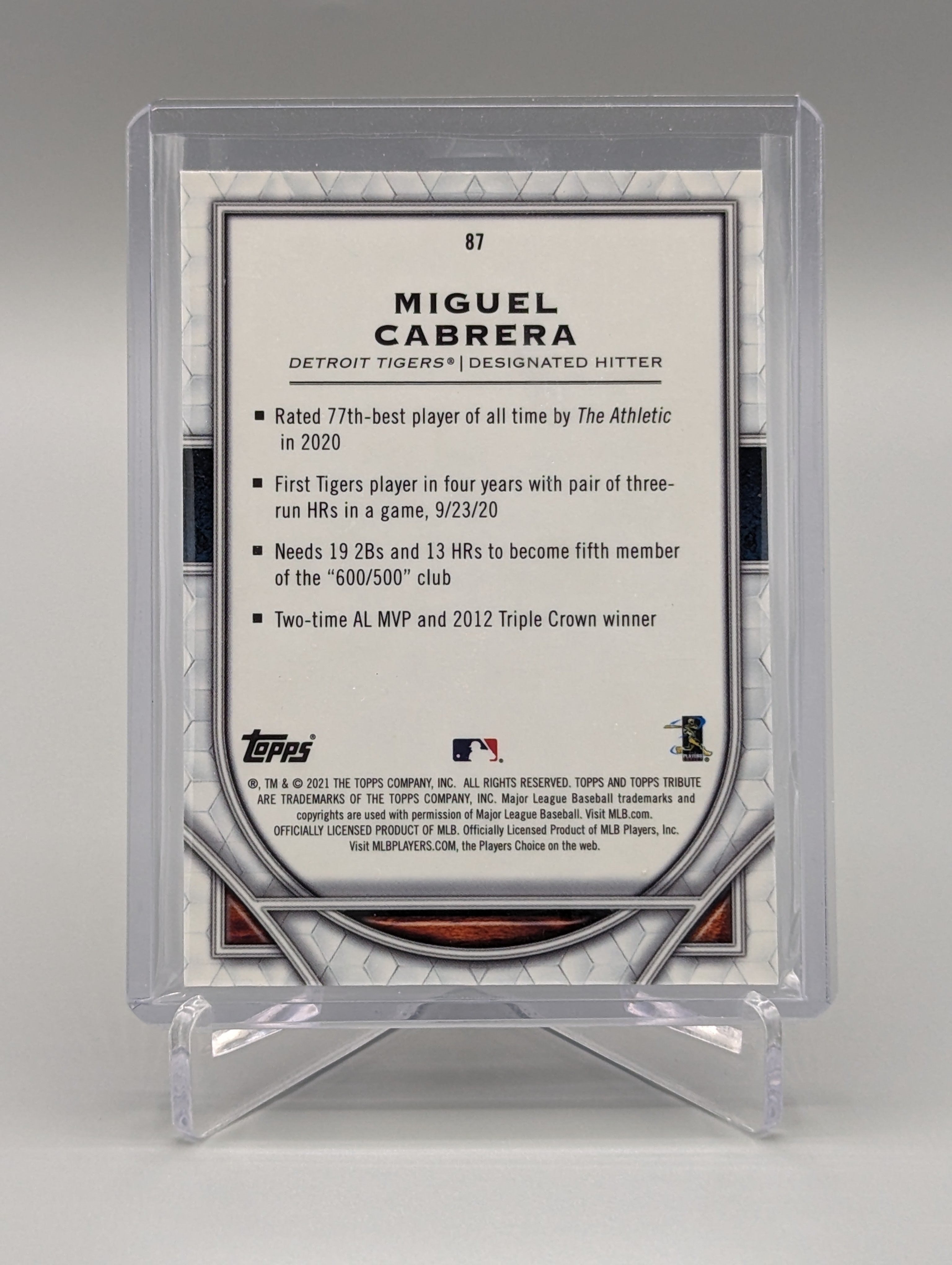 2021 Topps Tribute #87 Miguel Cabrera Tigers