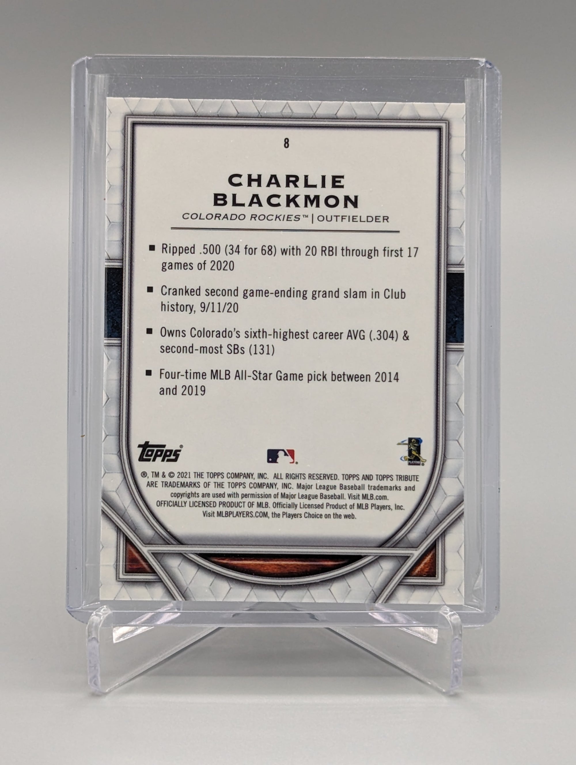 2021 Topps Tribute #8 Charlie Blackmon Rockies