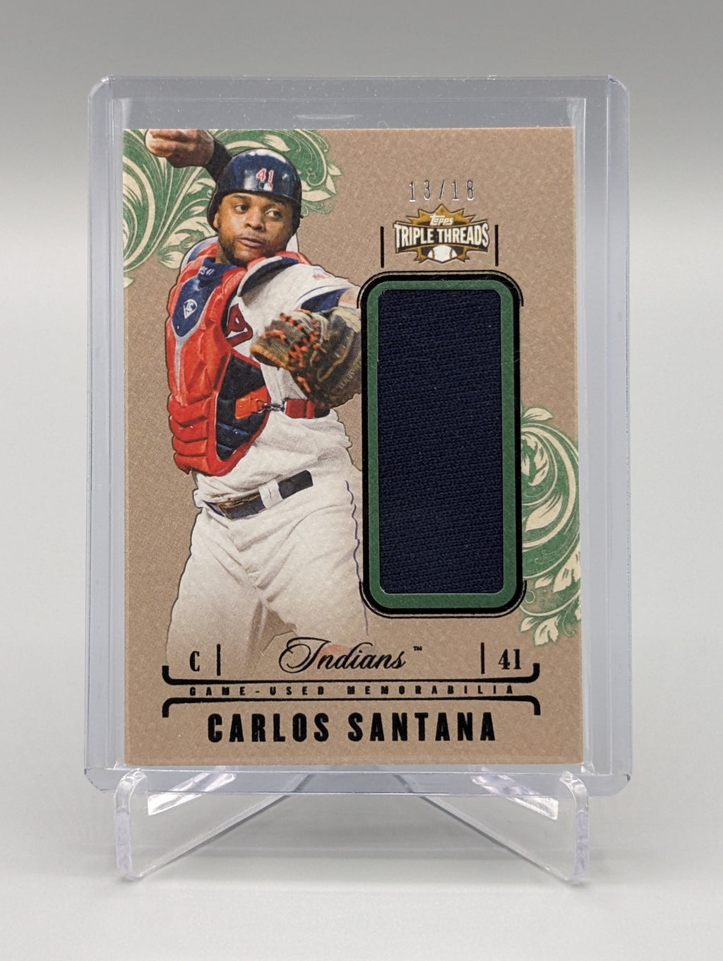 2014 Topps Triple Threads Unity Relic #UJR-CSA3 Carlos Santana #/18 Indians