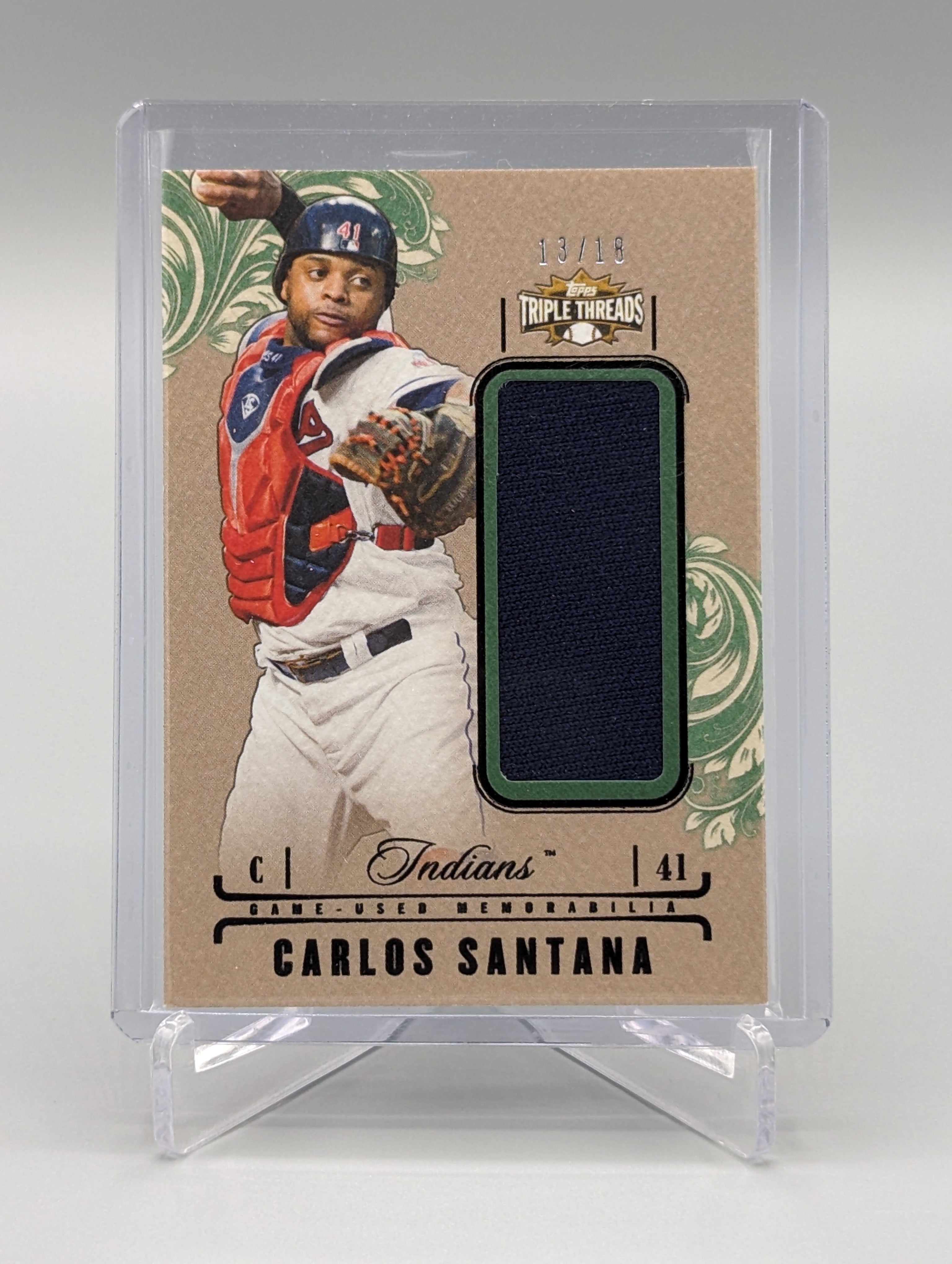 2014 Topps Triple Threads Unity Relic #UJR-CSA3 Carlos Santana #/18 Indians
