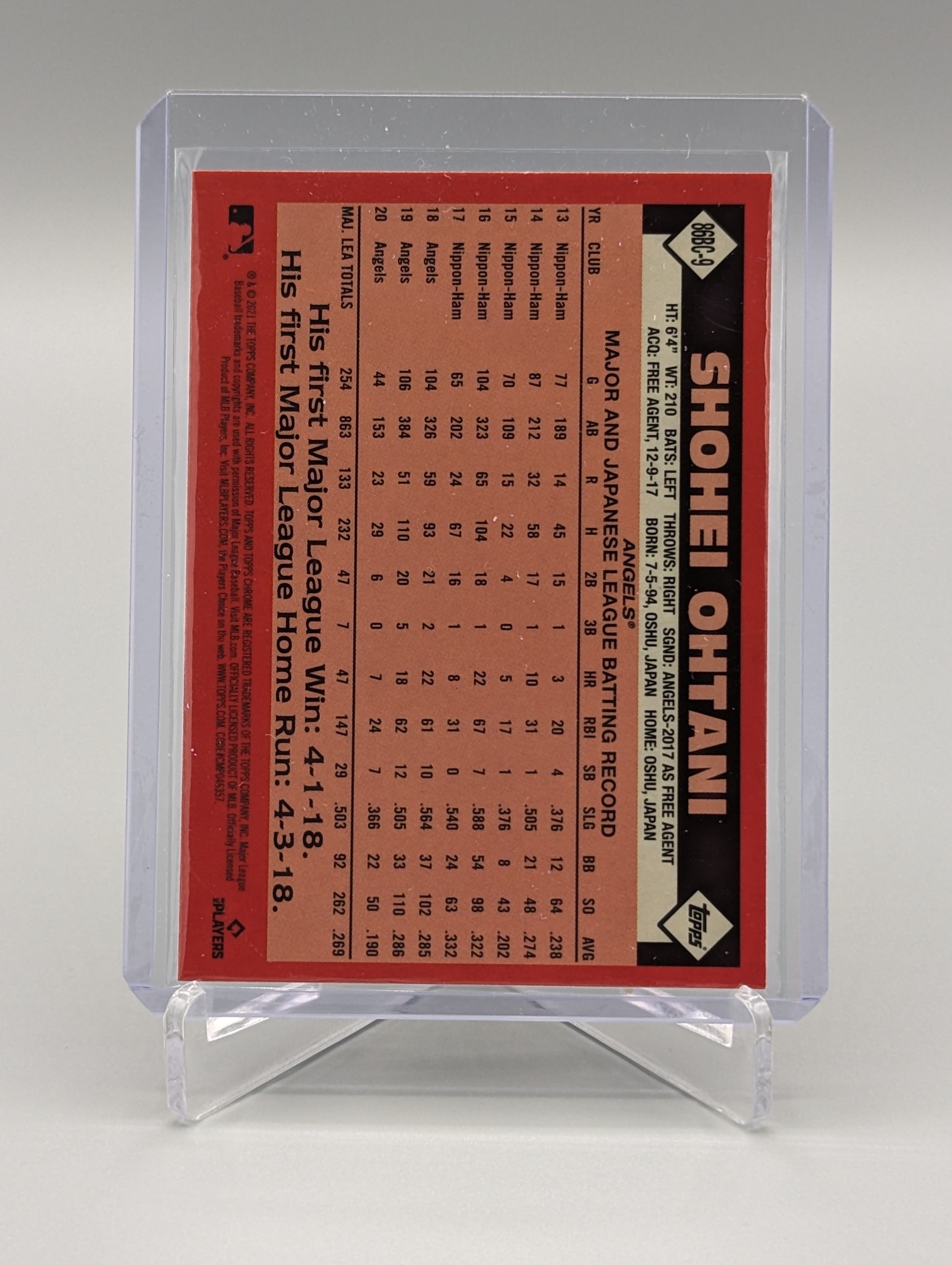 2021 Topps Chrome '86 Retro 35th selling Anniv. #86BC-9 Shohei Ohtani CGG 10 Gem Mint