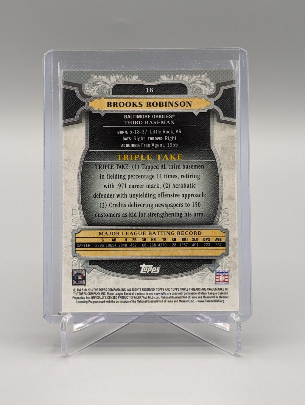 2014 Topps Triple Threads Amethyst #17 Brooks Robinson #/325 Orioles