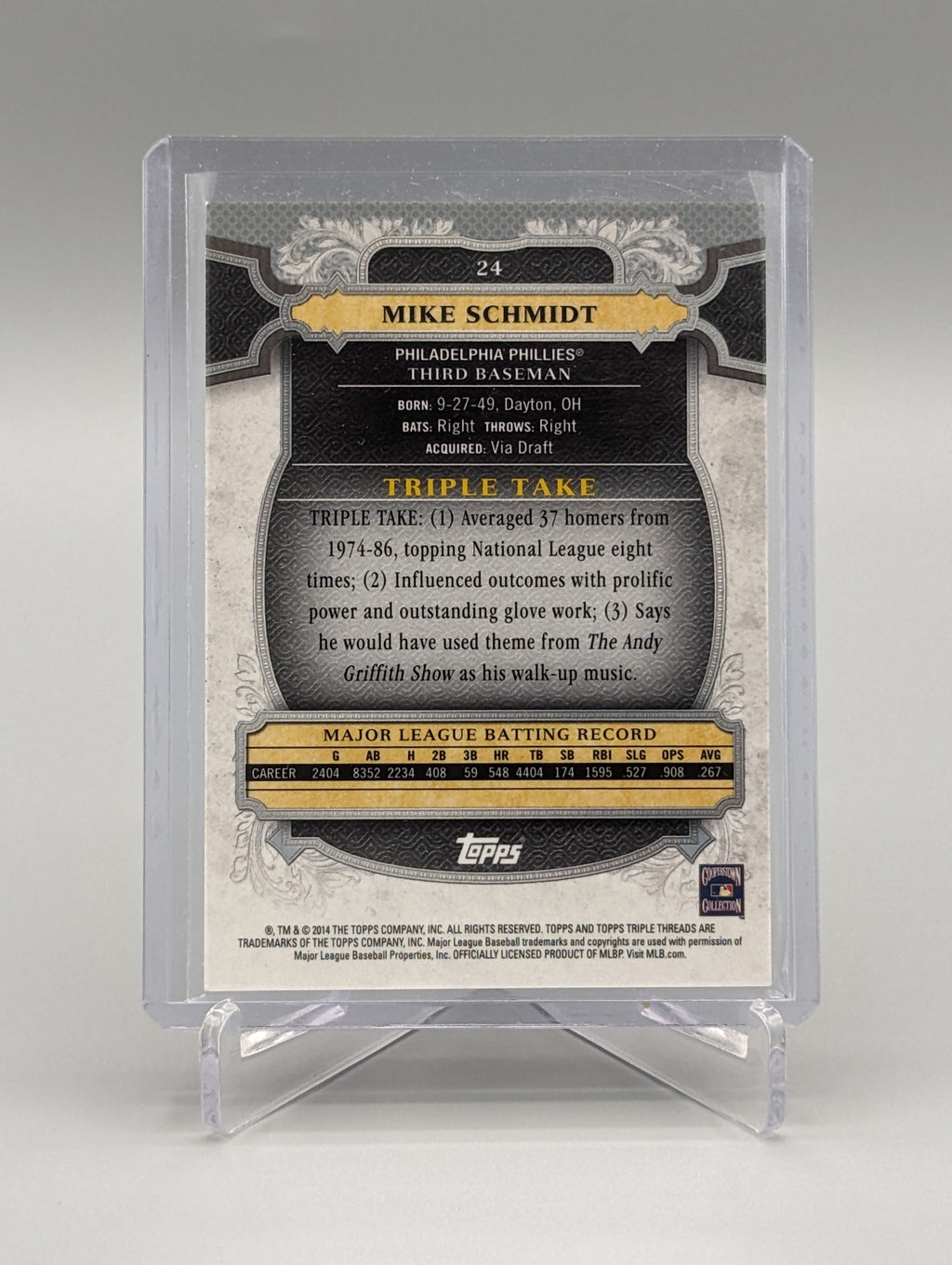 2014 Topps Triple Threads Amethyst #24 Mike Schmidt #/325 Phillies