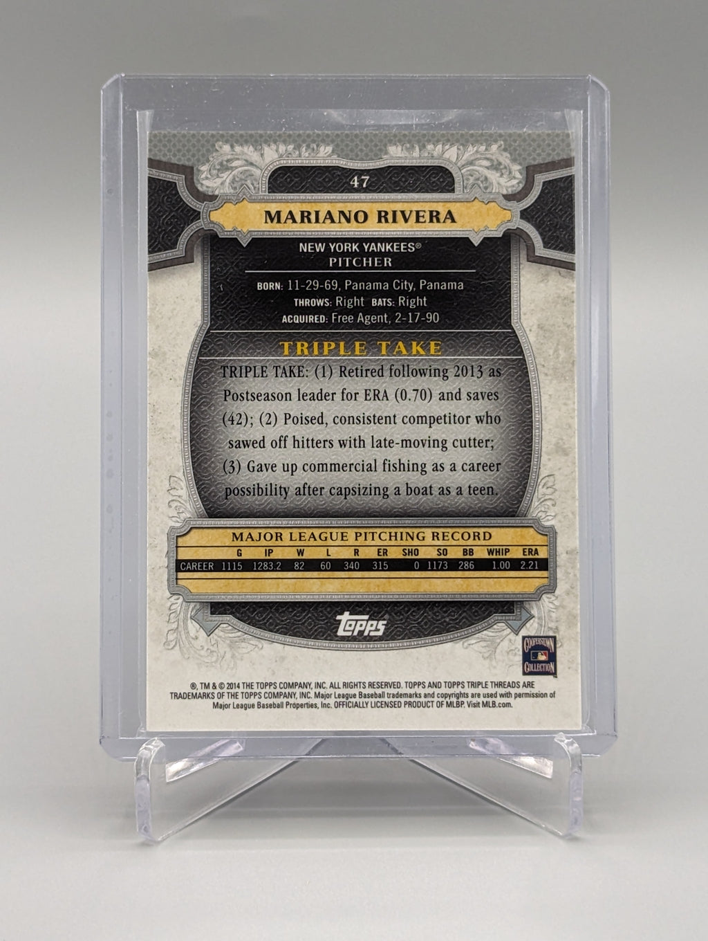 2014 Topps Triple Threads Amethyst #47 Mariano Rivera #/325 Yankees