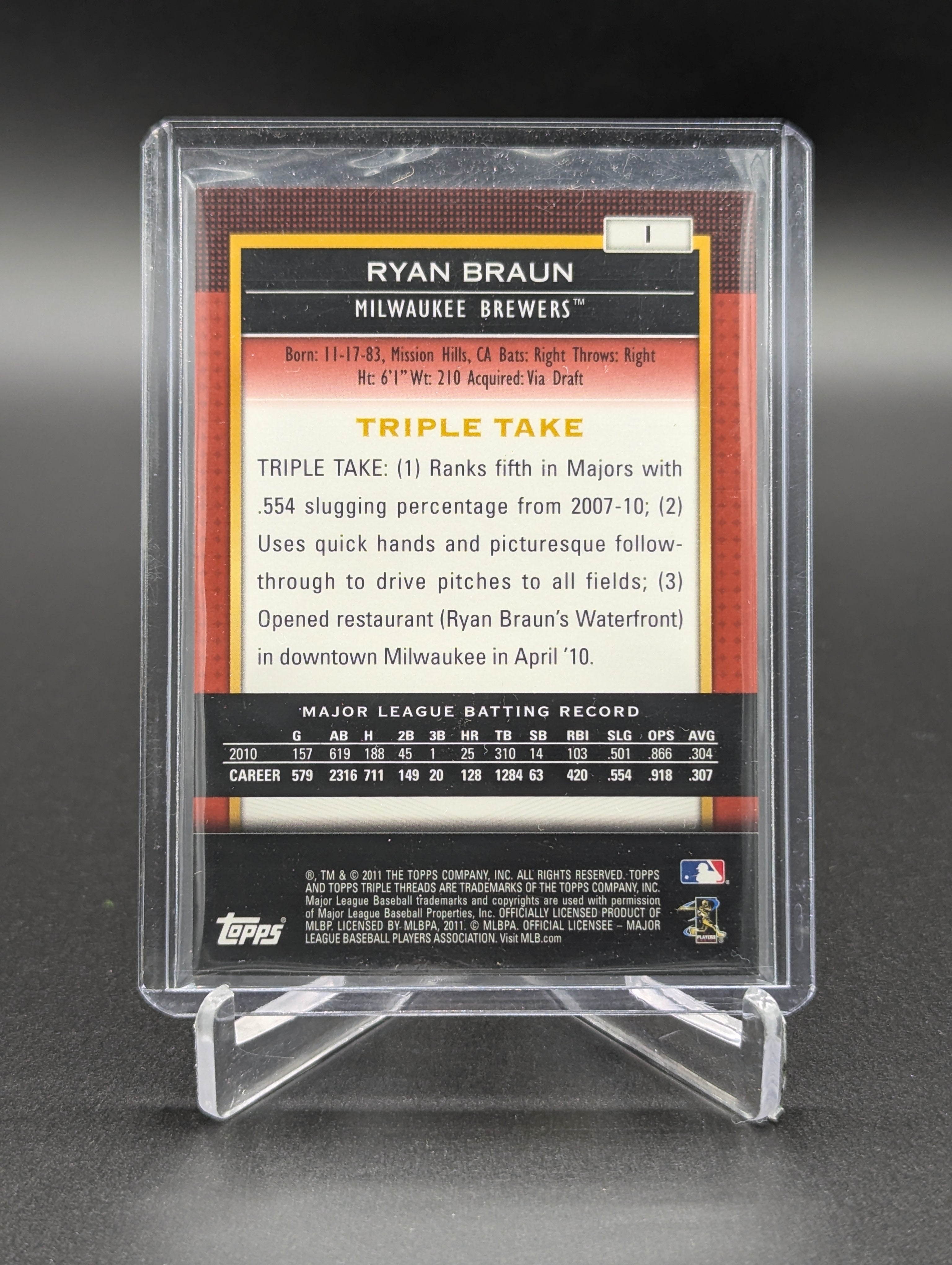 2011 Topps Triple Threads /1500 #1 Ryan Braun Brewers