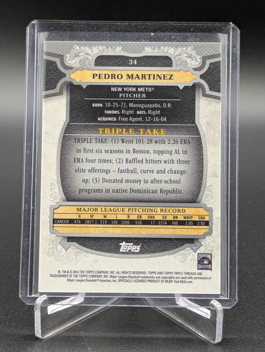 2014 Topps Triple Threads Gold #34 Pedro Martinez #/99 Mets