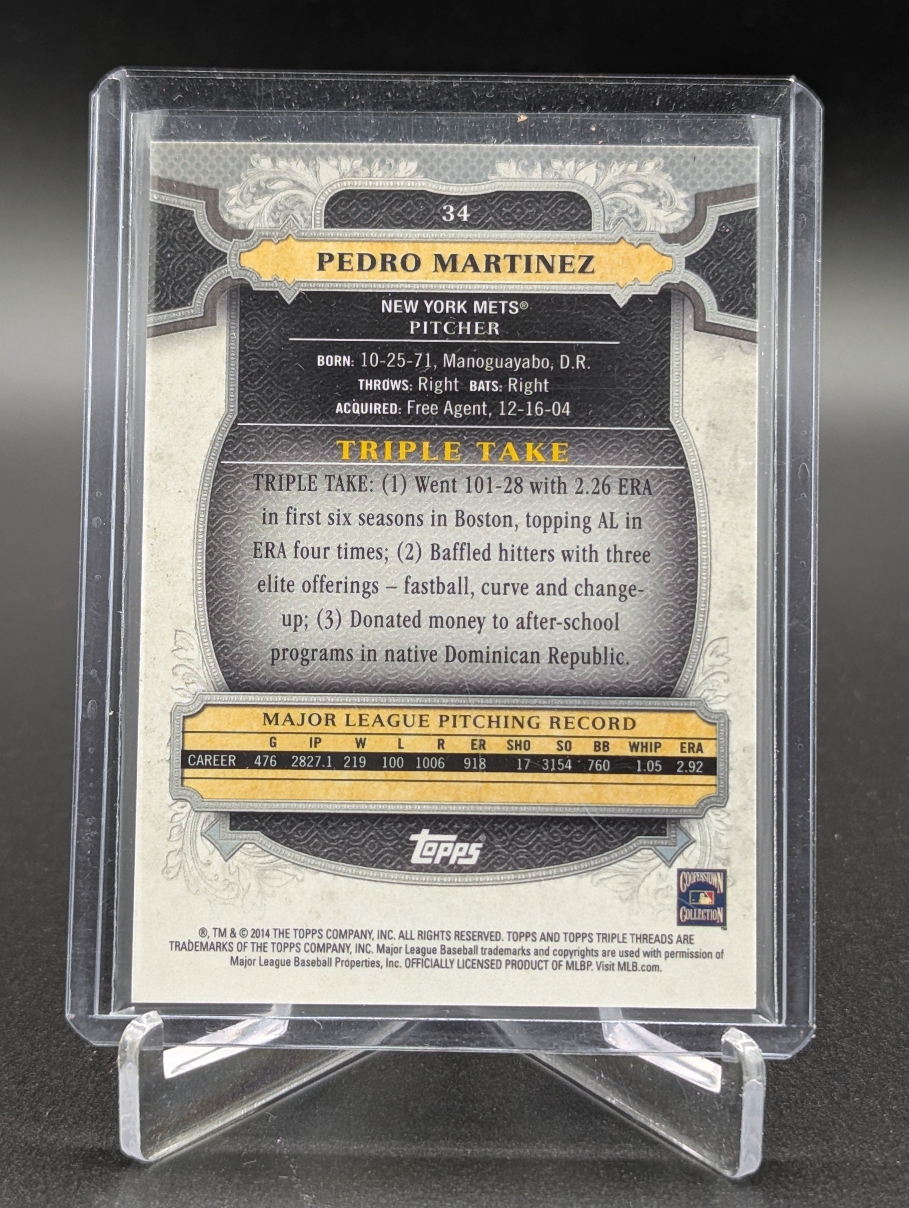 2014 Topps Triple Threads Gold #34 Pedro Martinez #/99 Mets