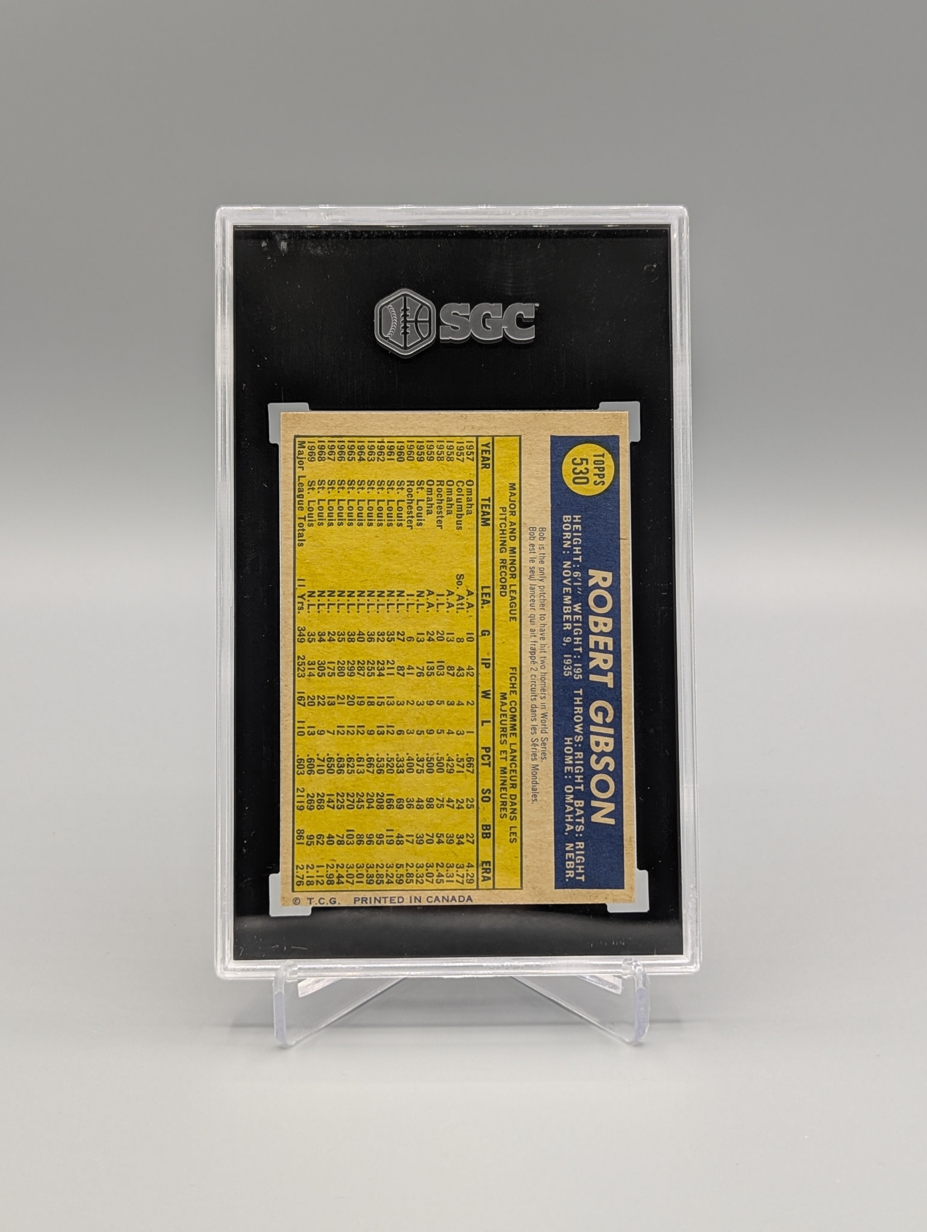 1970 O-Pee-Chee #530 Bob Gibson SGC 6 Cardinals