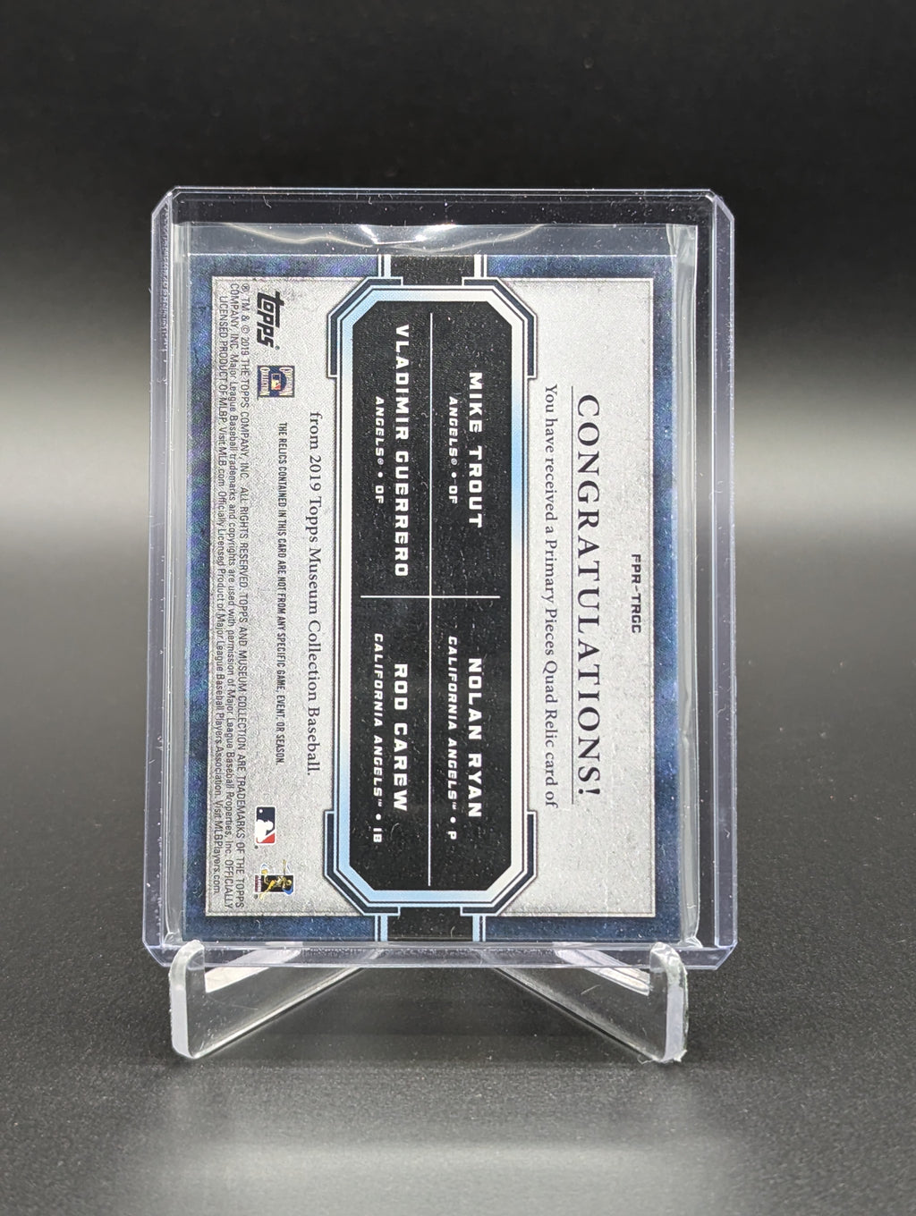 2019 Topps Museum Primary Pieces #PPR-TRGC /75 Trout/Ryan/Guerrero/Carew