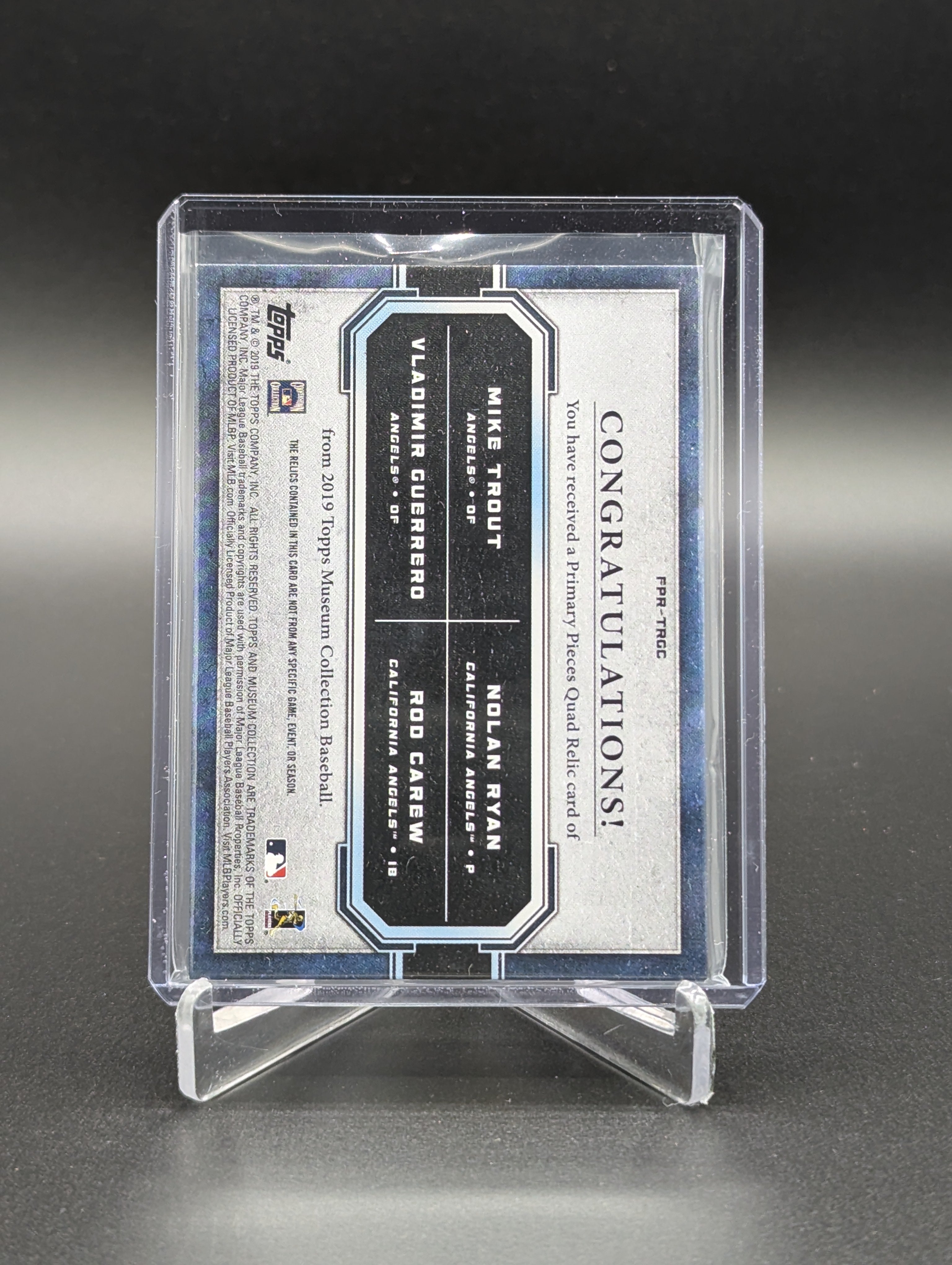 2019 Topps Museum Primary Pieces #PPR-TRGC /75 Trout/Ryan/Guerrero/Carew