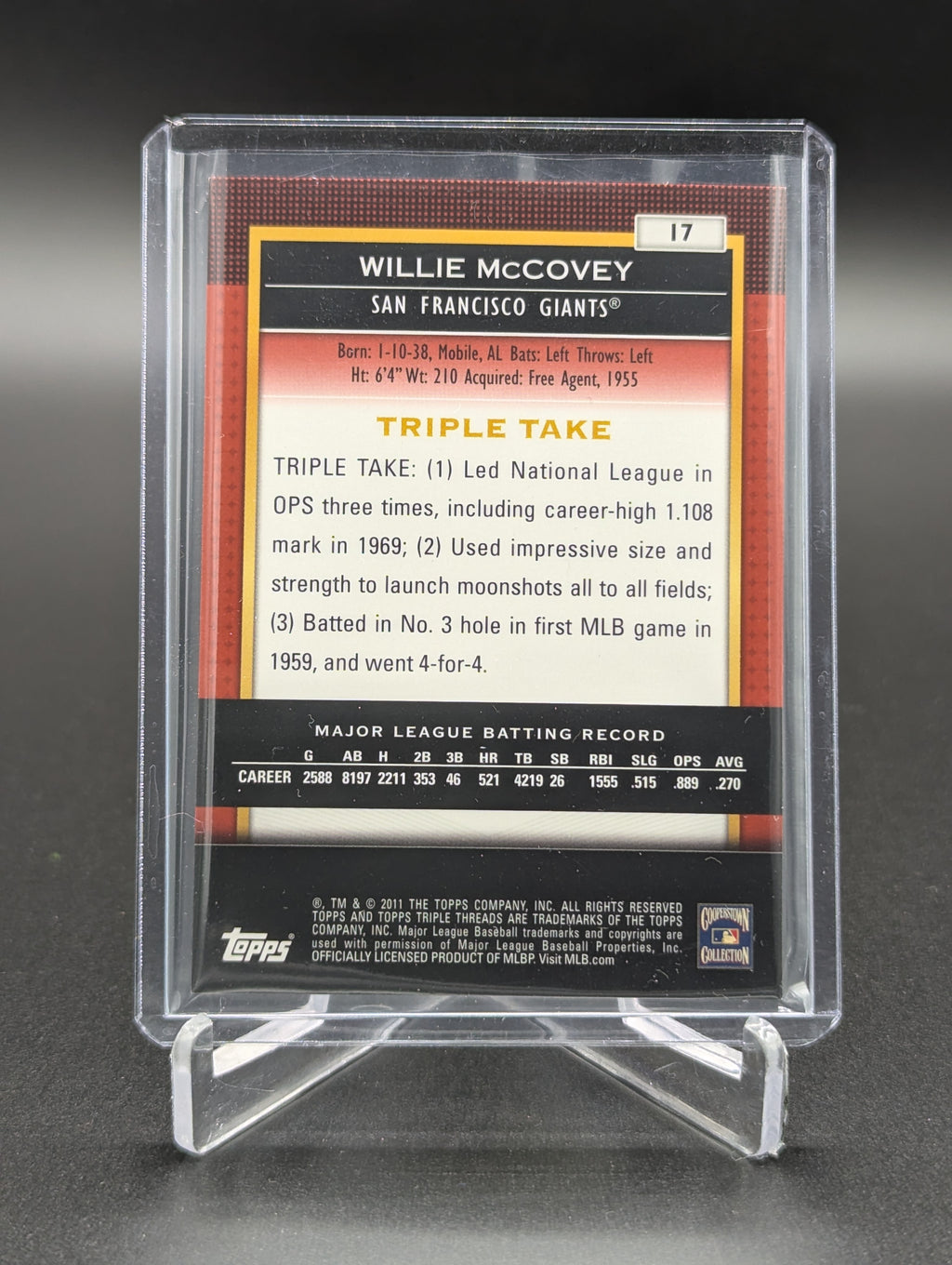 2011 Topps Triple Threads /1500 #17 Willie McCovey Giants