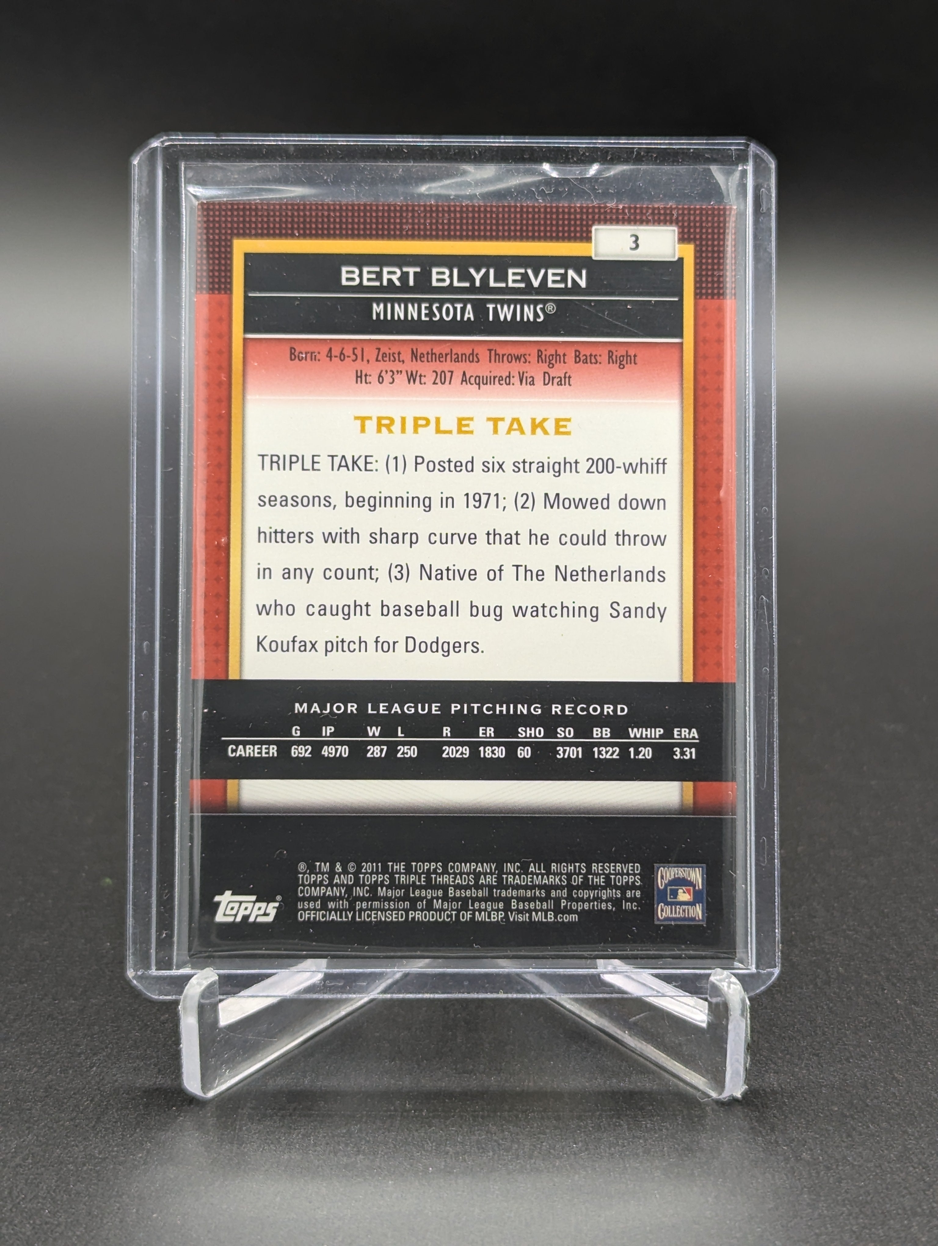 2011 Topps Triple Threads /1500 #3 Bert Blyleven Twins