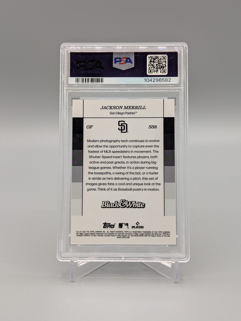 2024 Topps Black & White #SS8 Jackson Merrill RC PSA 10 Padres