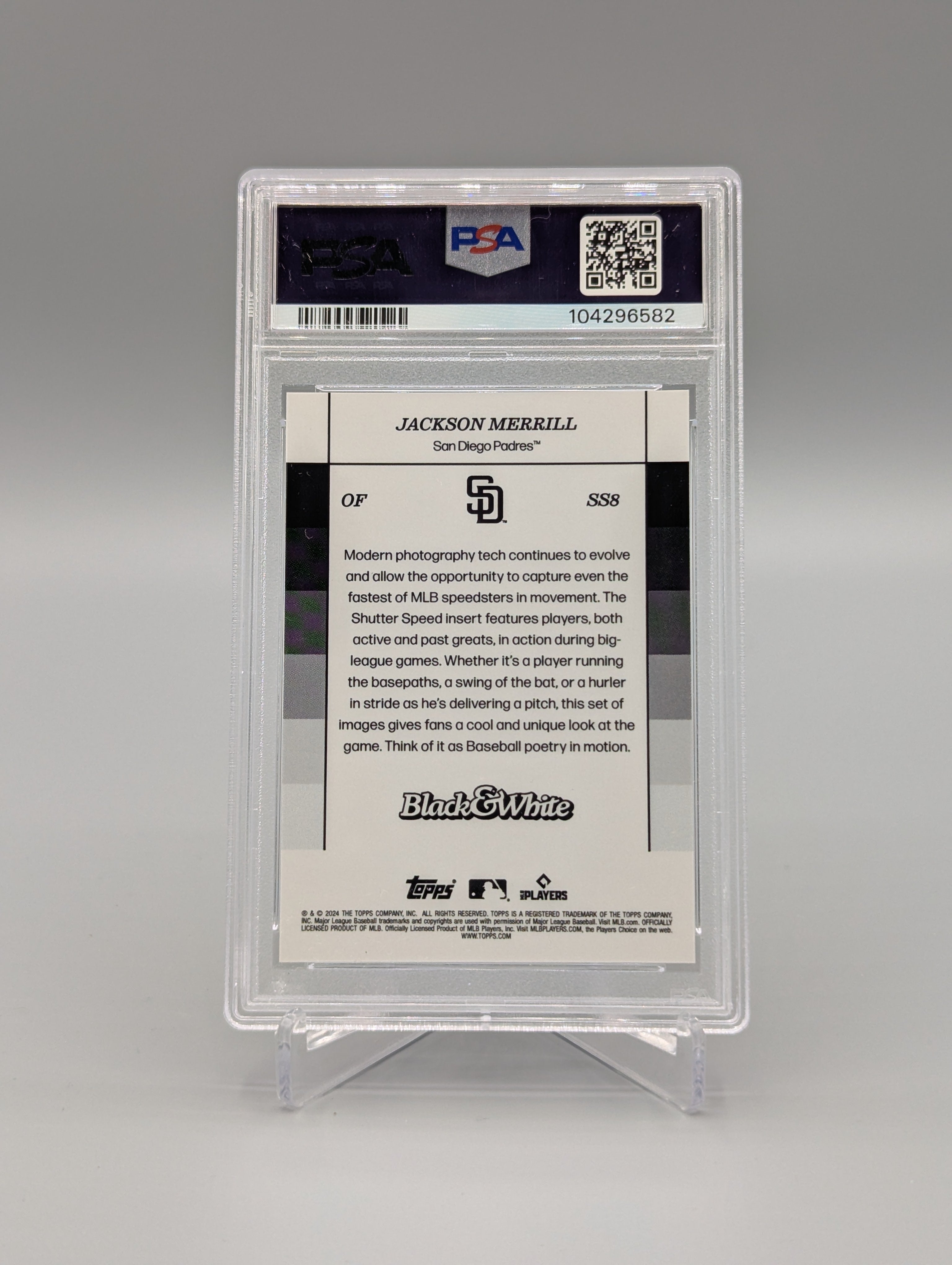 2024 Topps Black & White #SS8 Jackson Merrill RC PSA 10 Padres