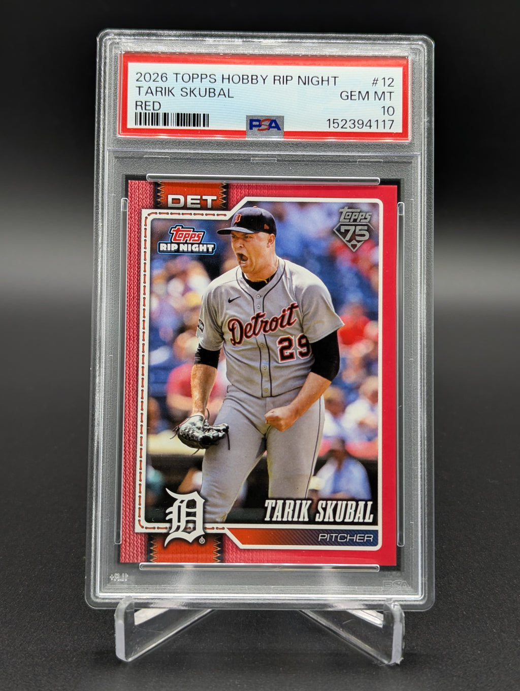2025 Topps Hobby Rip Night Red #12 Tarik Skubal Tigers PSA 10