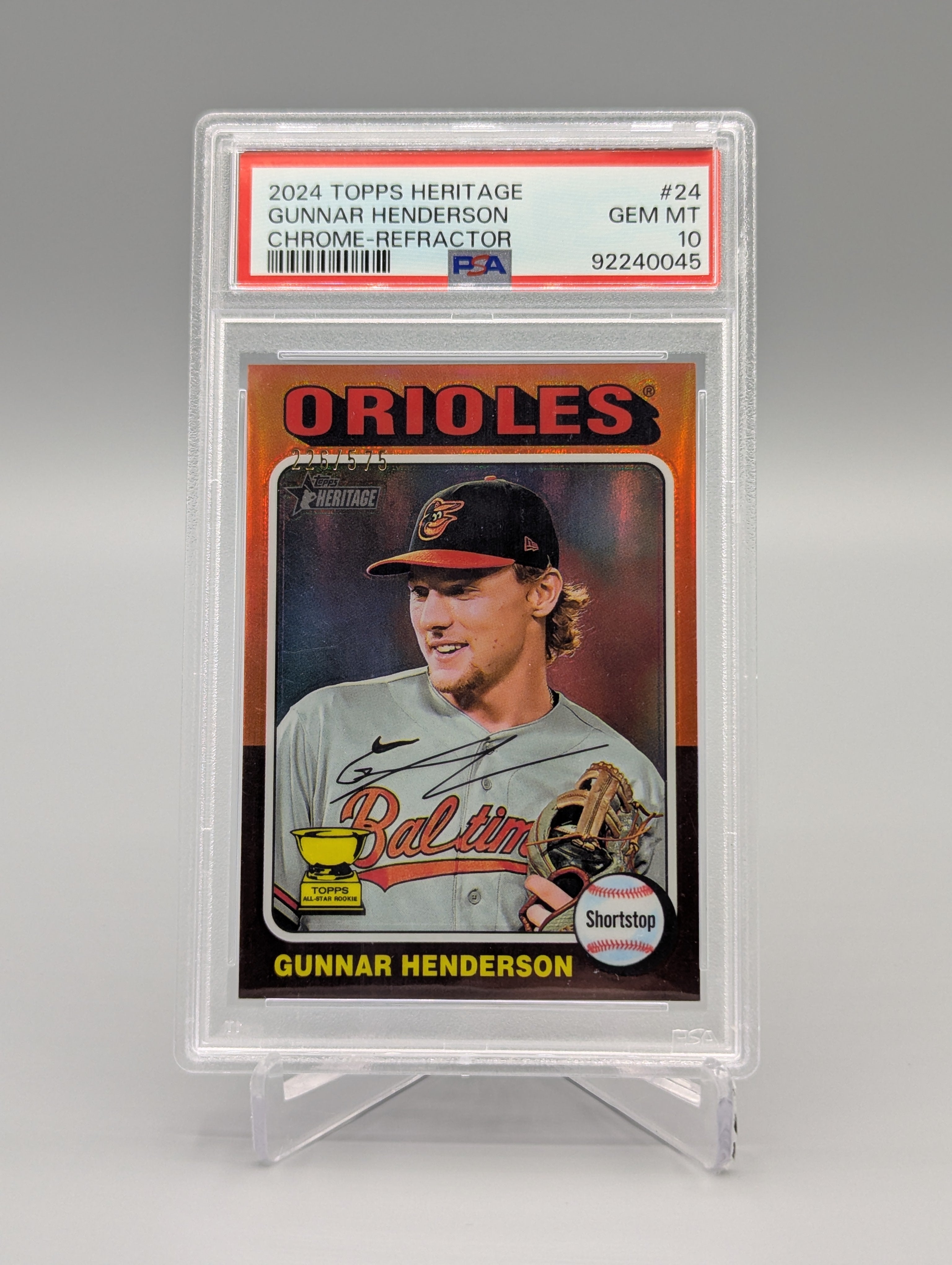 2024 Topps Heritage Chrome #24 Gunnar Henderson #/575 PSA 10 Orioles