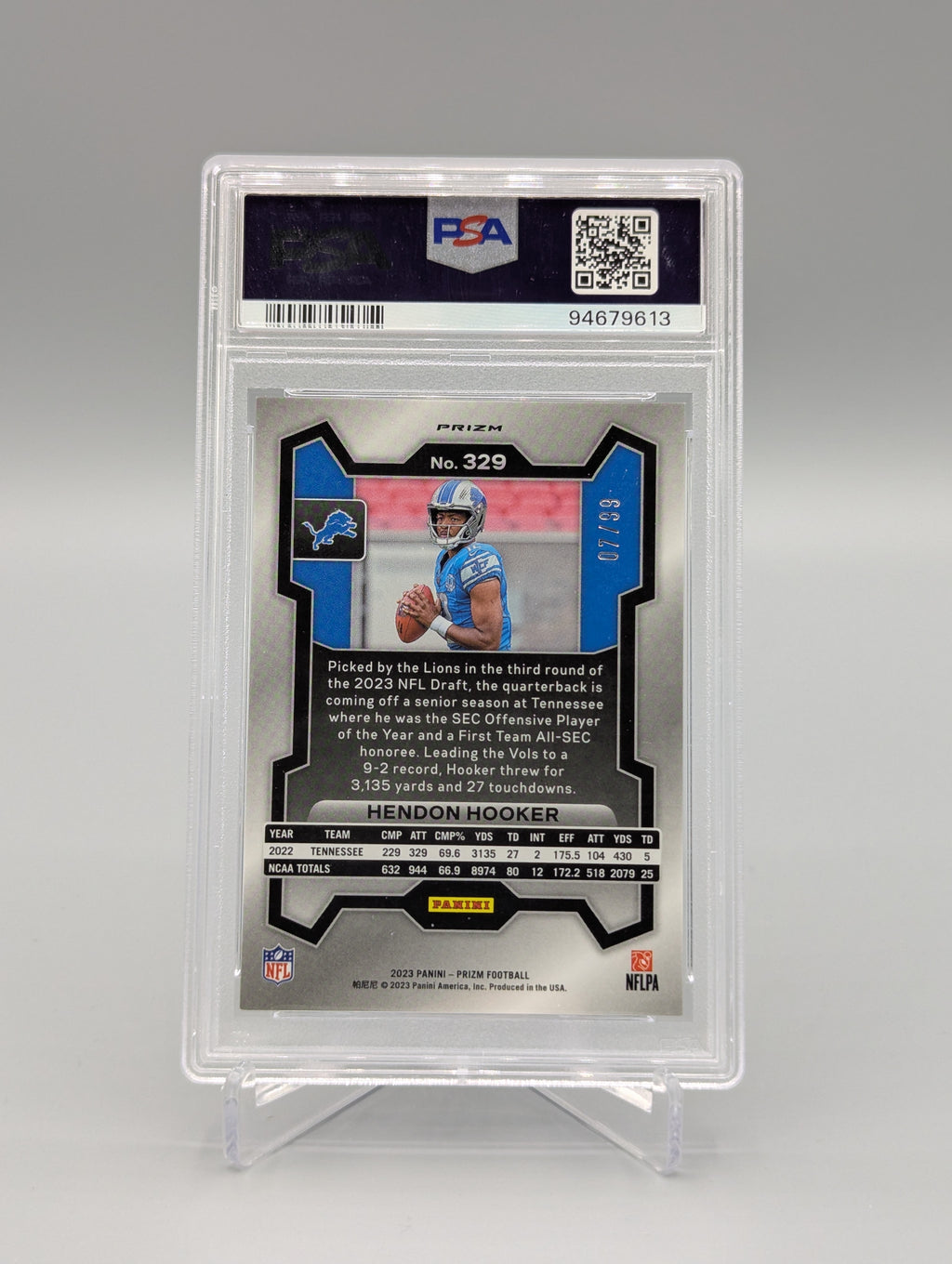 2023 Prizm Purple Wave /99 #329 Hendon Hooker RC RC PSA 10 Lions