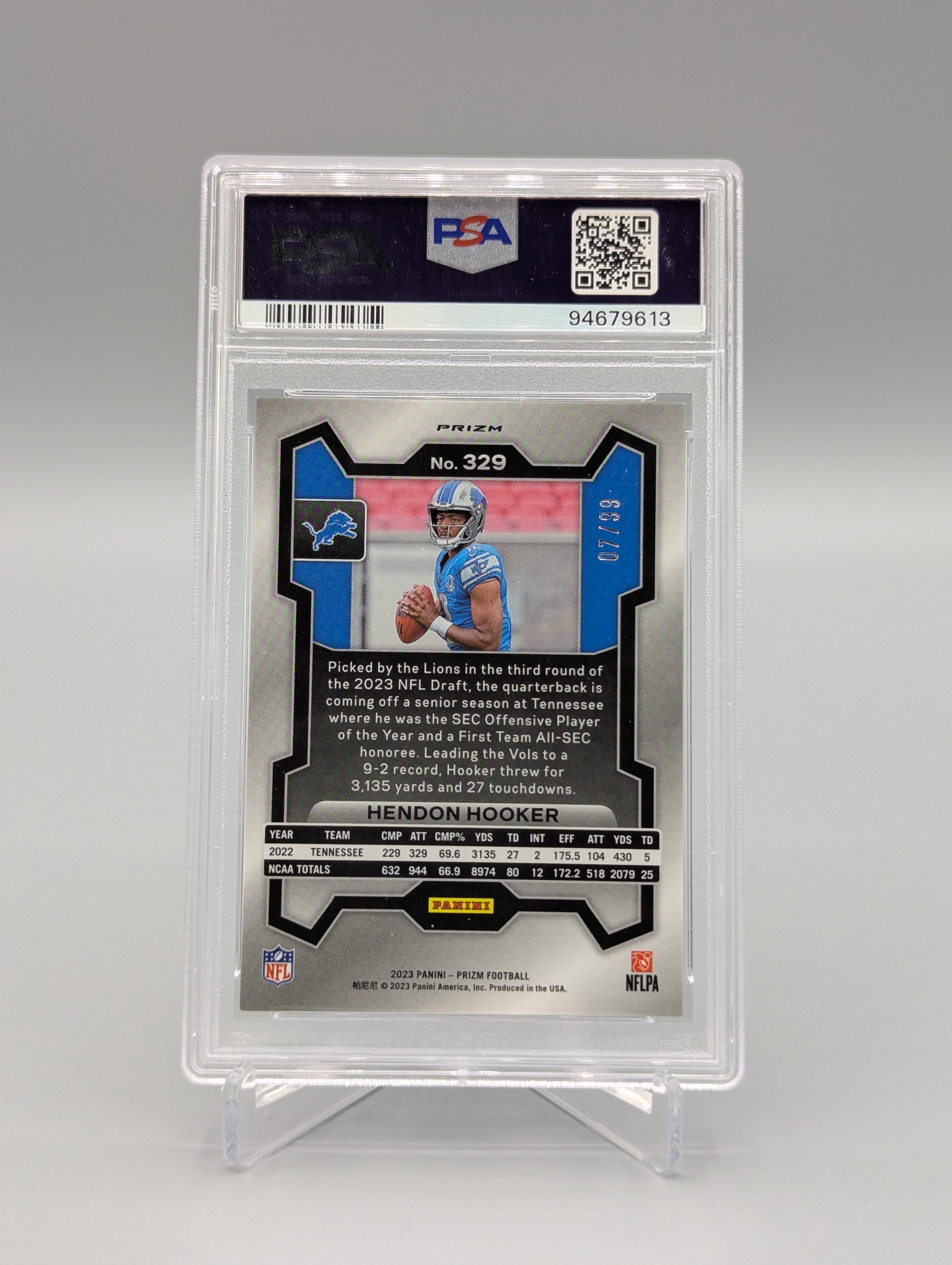 2023 Prizm Purple Wave /99 #329 Hendon Hooker RC RC PSA 10 Lions