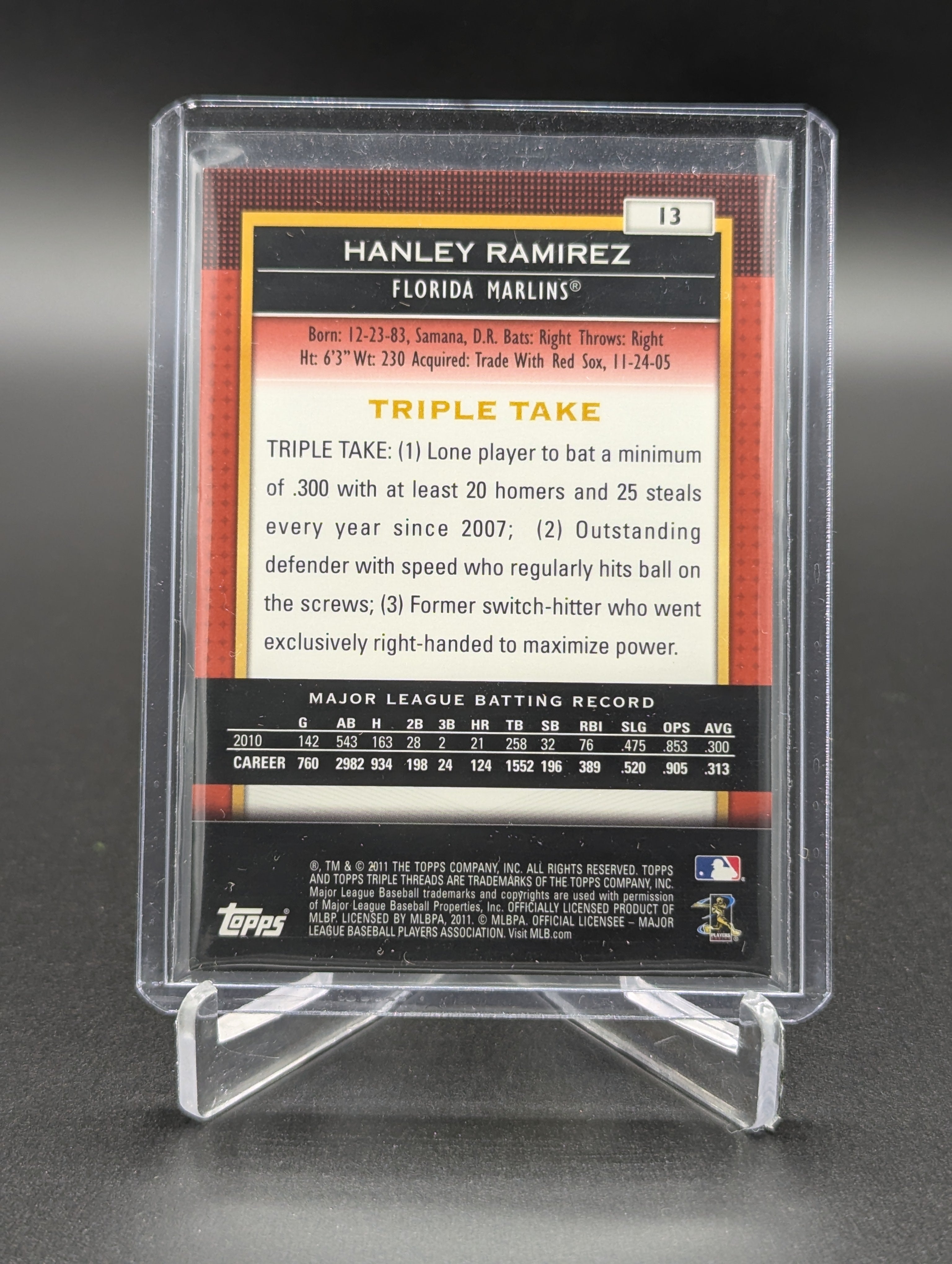 2011 Topps Triple Threads /1500 #13 Hanley Ramirez Marlins