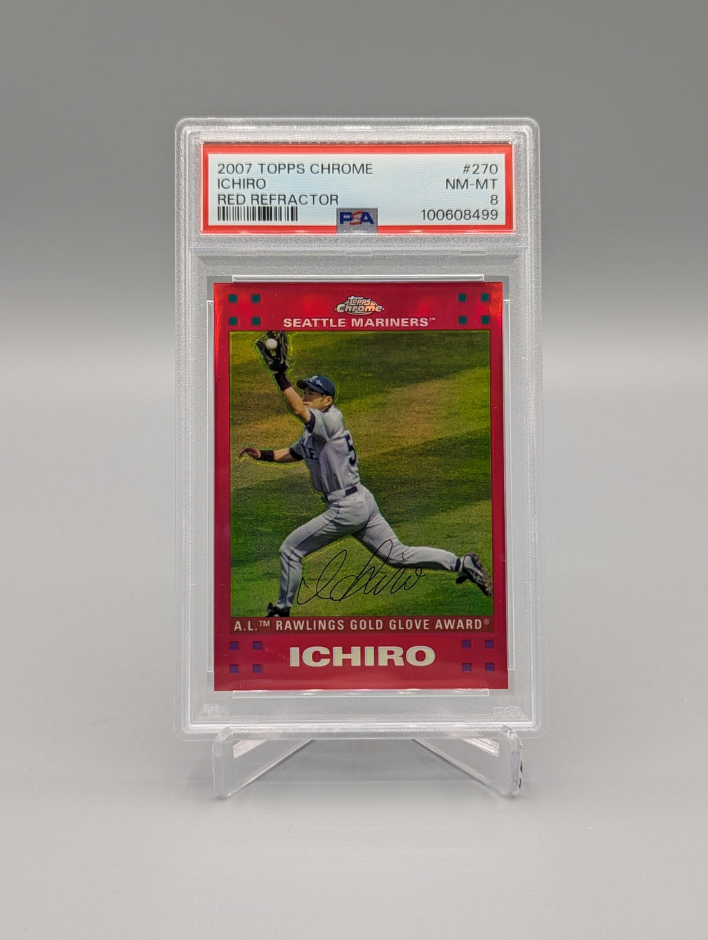 2007 Topps Chrome Red Refractor #270 Ichiro PSA 8 Mariners