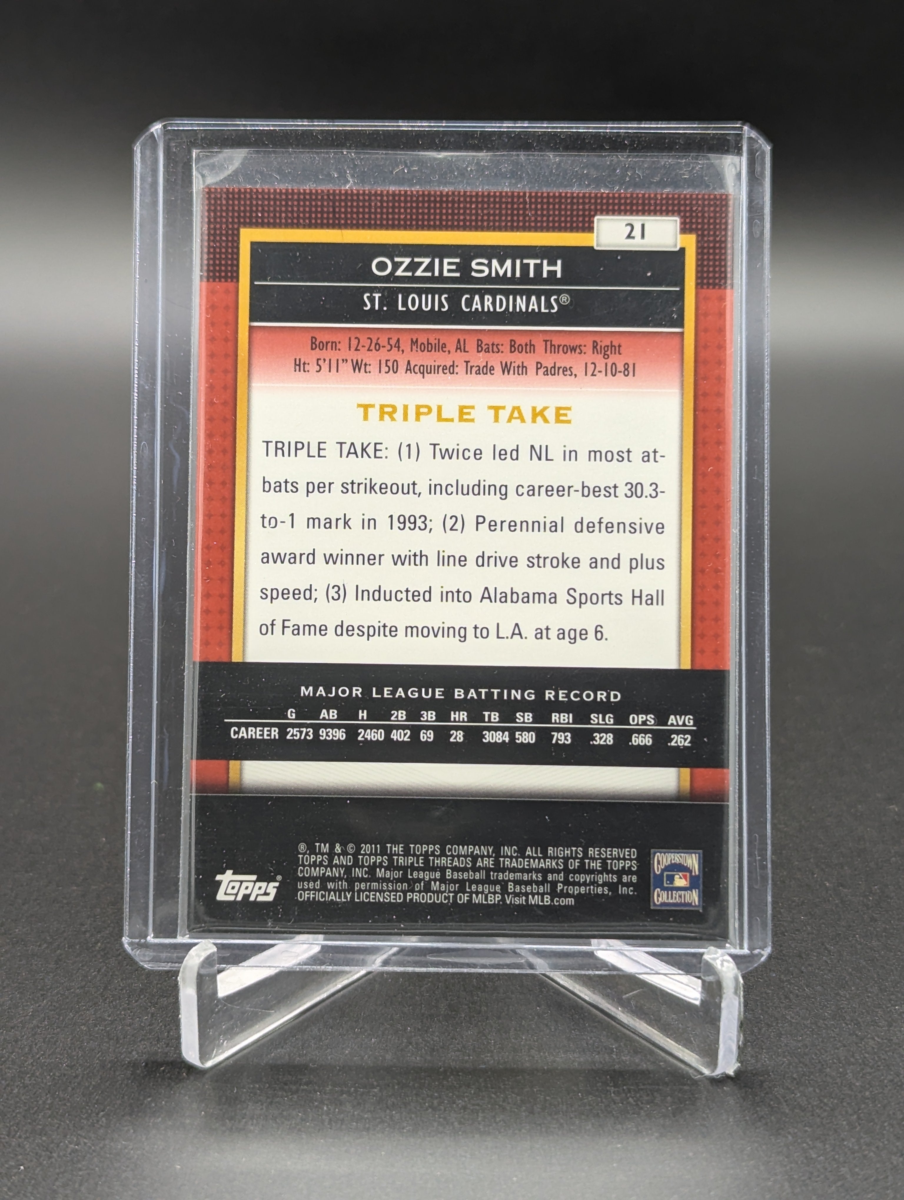 2011 Topps Triple Threads /1500 #21 Ozzie Smith Cardinals