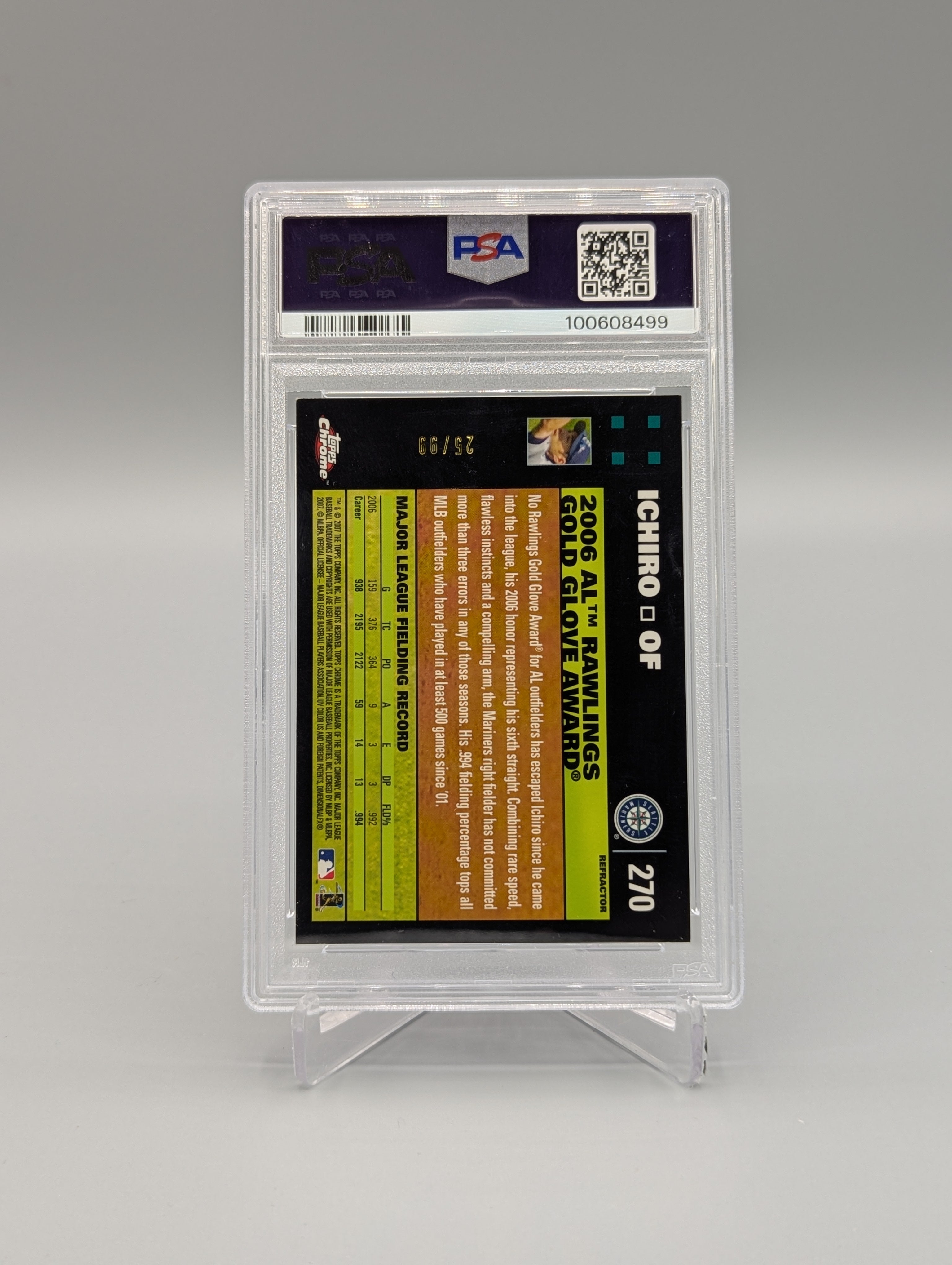 2007 Topps Chrome Red Refractor #270 Ichiro PSA 8 Mariners