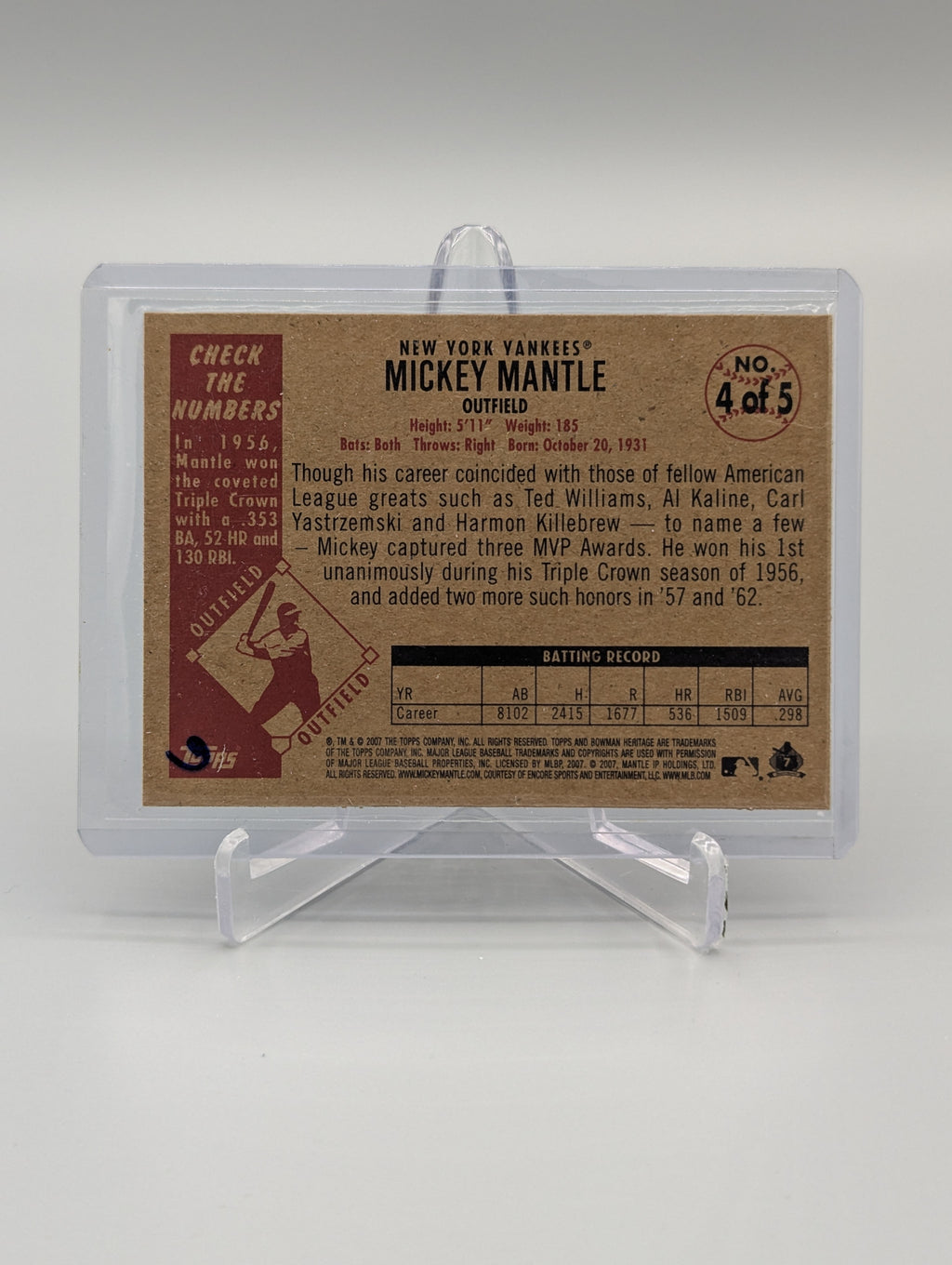2007 Bowman Heritage SP #4 Mickey Mantle Yankees