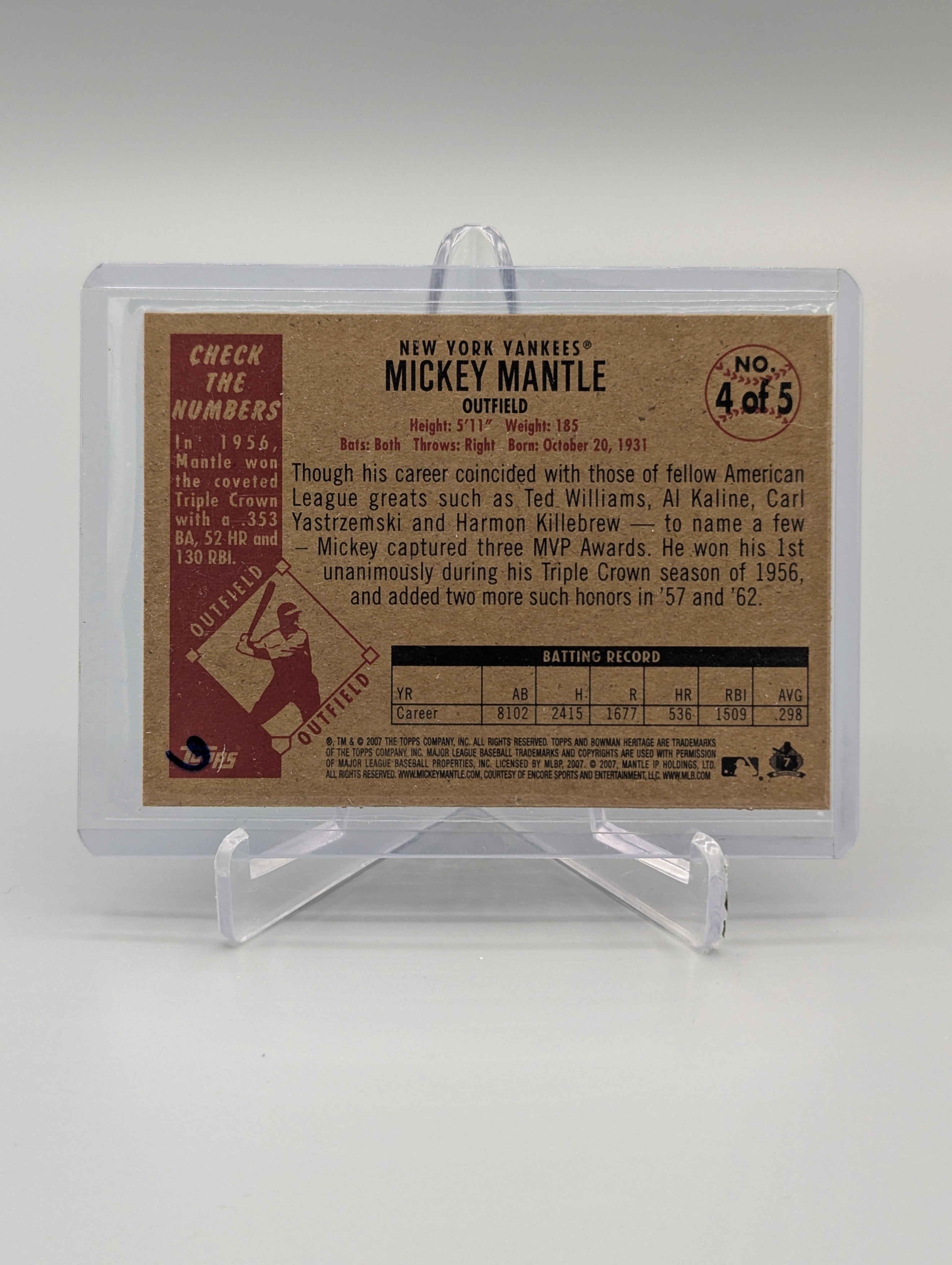 2007 Bowman Heritage SP #4 Mickey Mantle Yankees