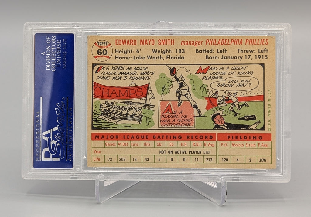 1956 Topps #60 Mayo Smith PSA 5 Phillies