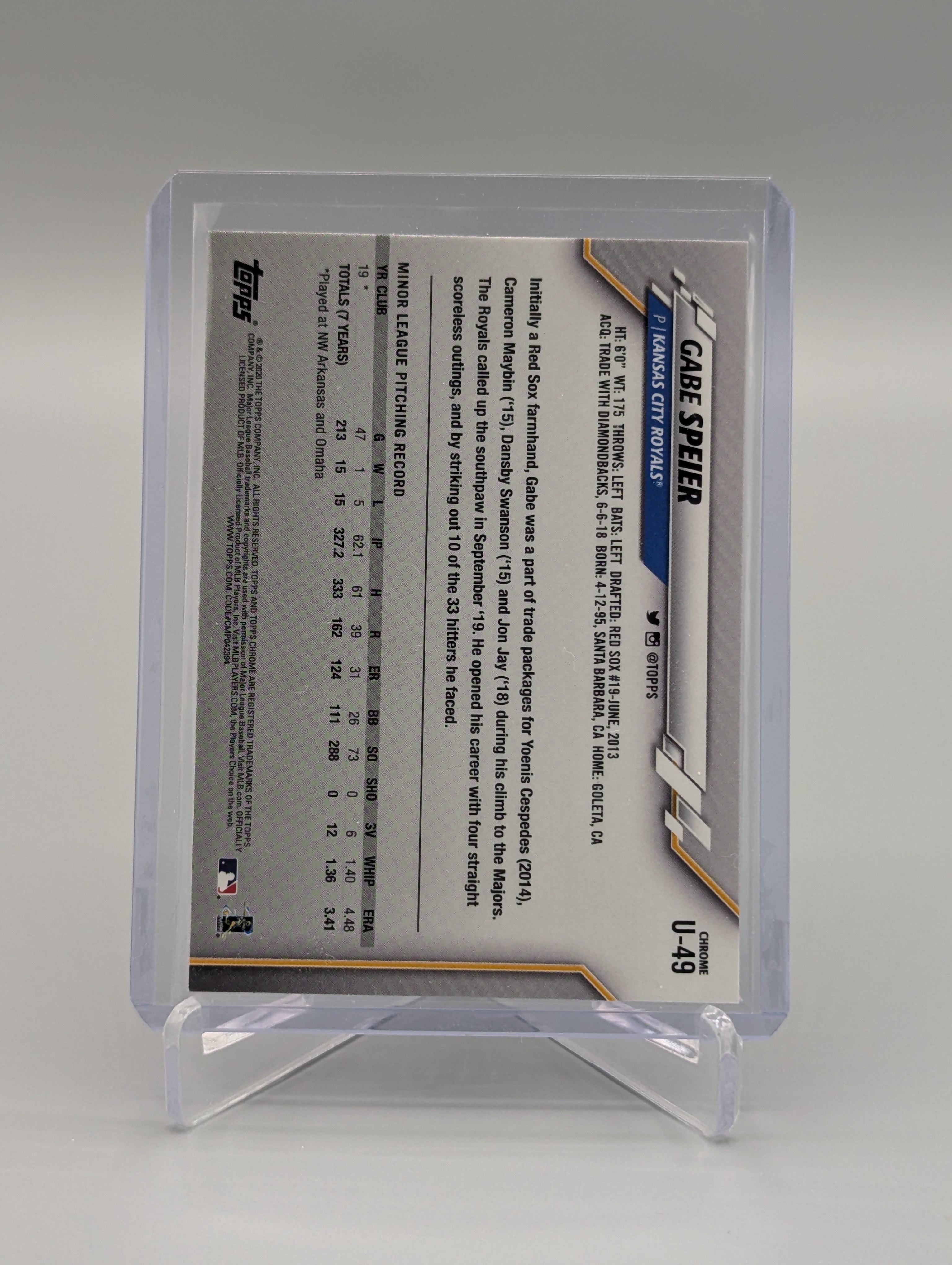 2020 Topps Chrome Update Pink Refractor #U-49 Gabe Speier RC Royals