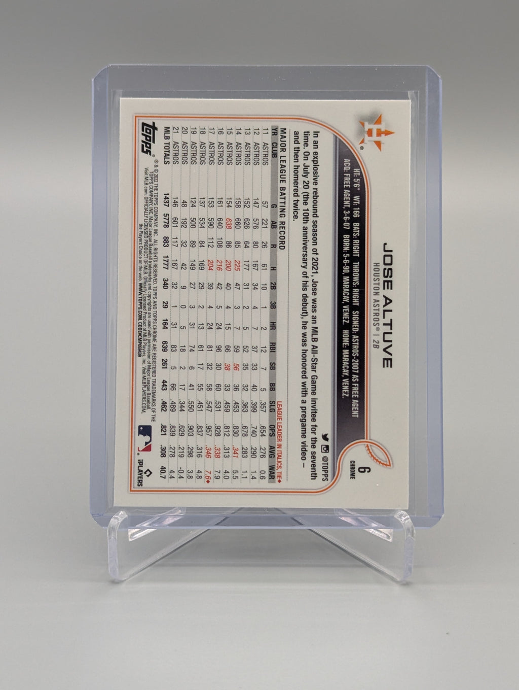 2022 Topps Chrome Sonic Black & White RayWave #6 Jose Altuve Astros