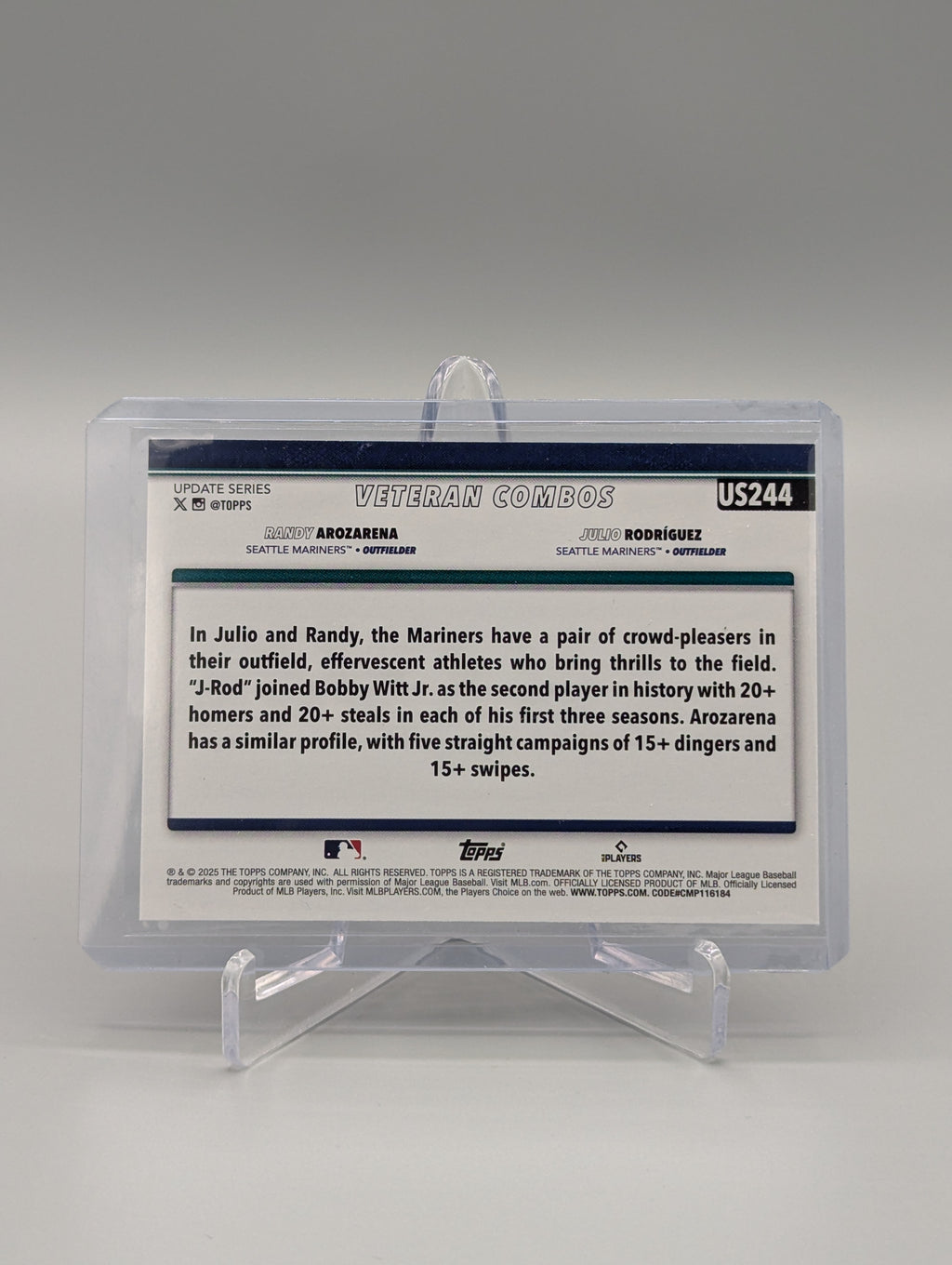 2025 Topps Update Diamante Foil #US244 Randy Arozarena Julio Rodriguez Mariners